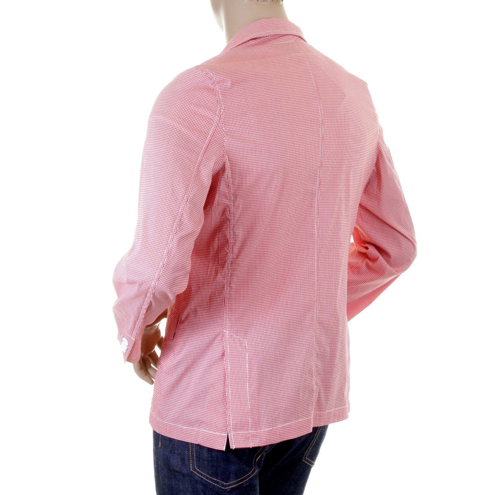 RMC MARTIN KSOHOH MKWS SLIMMER FIT WHITE AND RED CHECKED 100% COTTON LIGHTWEIGHT JACKET FOR MEN REDM2288