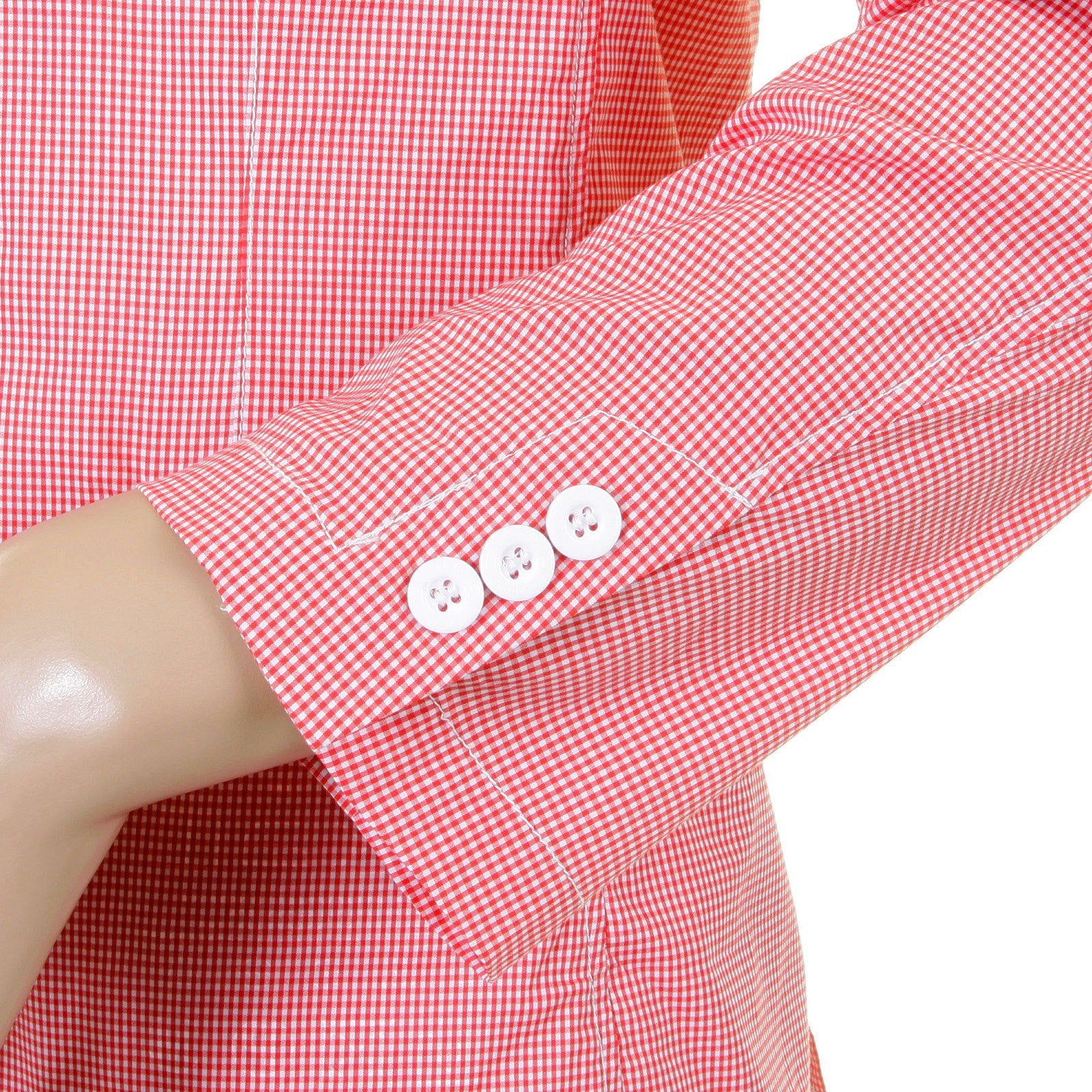 RMC MARTIN KSOHOH MKWS SLIMMER FIT WHITE AND RED CHECKED 100% COTTON LIGHTWEIGHT JACKET FOR MEN REDM2288