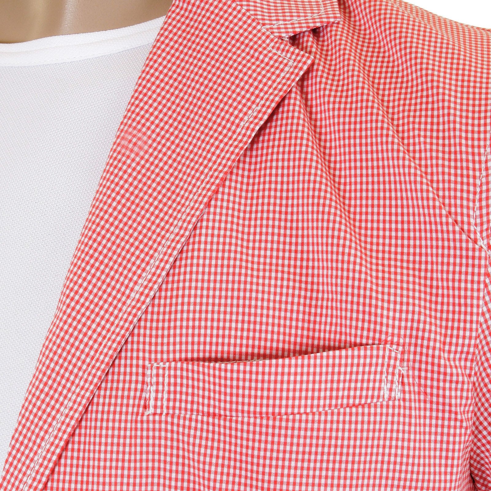 RMC MARTIN KSOHOH MKWS SLIMMER FIT WHITE AND RED CHECKED 100% COTTON LIGHTWEIGHT JACKET FOR MEN REDM2288