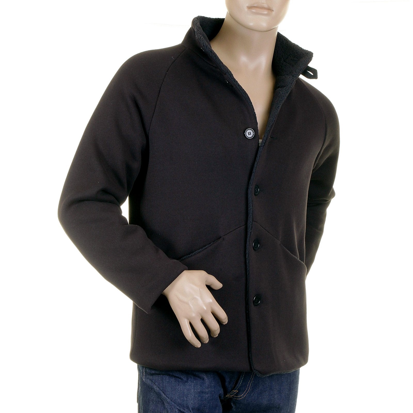 RMC MARTIN KSOHOH MKWS MENS REGULAR FIT FLEECE LINED BUTTON UP BLACK JACKET REDM2347