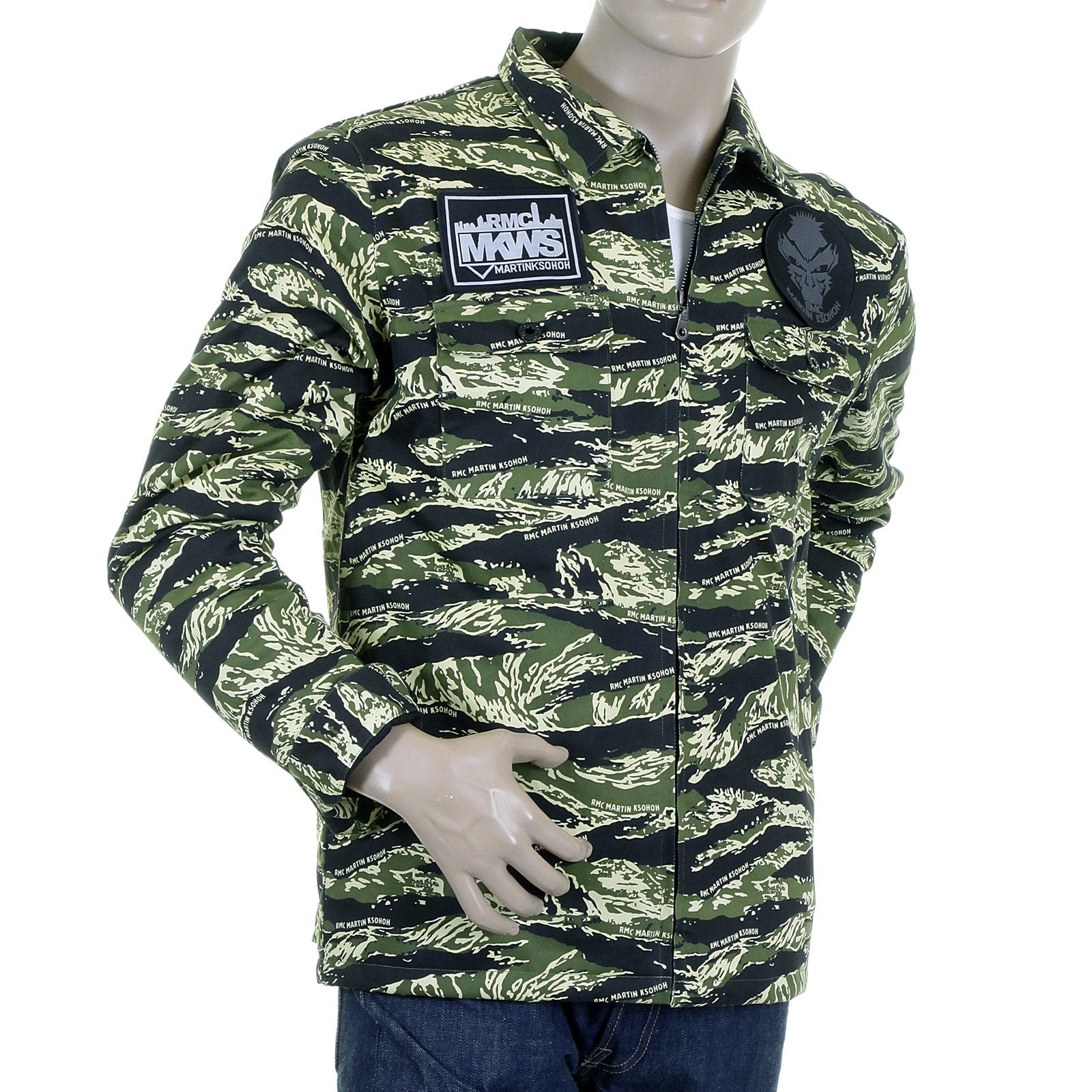 RMC MARTIN KSOHOH MENS TIGER CAMO GREEN ZIP UP REGULAR FIT FIELD JACKET REDM2358