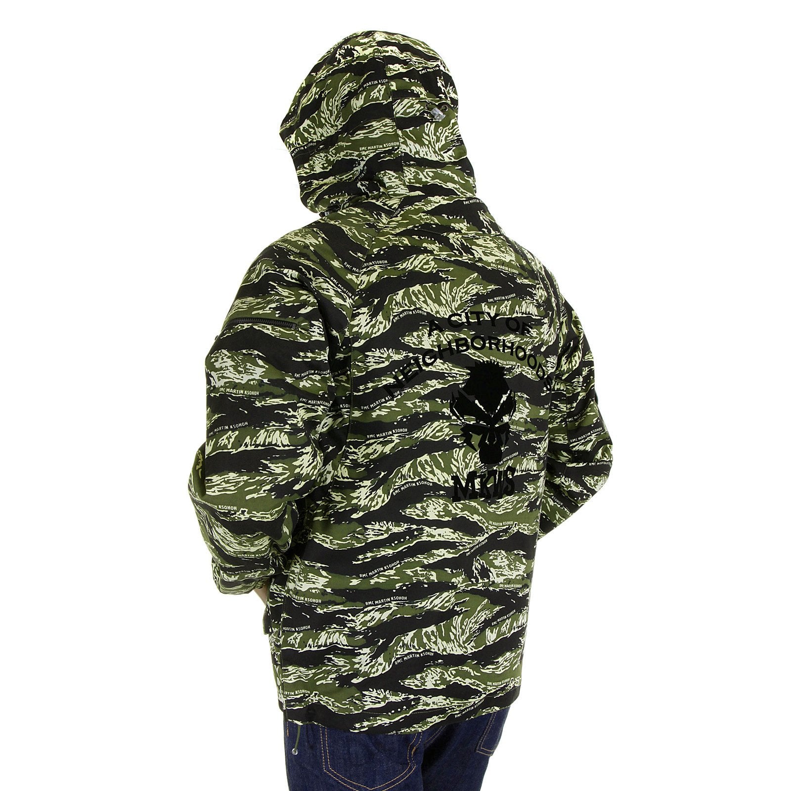 RMC MARTIN KSOHOH MENS REGULAR FIT ZIP UP TIGER CAMO GREEN HOODED WINDBREAKER JACKET REDM2302