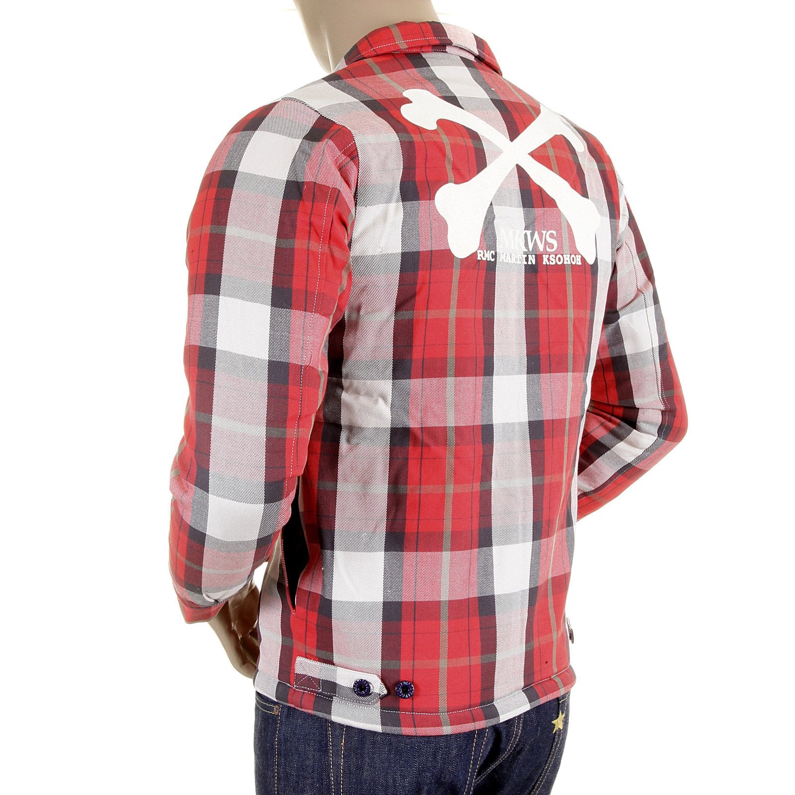 RMC MARTIN KSOHOH MKWS MENS REGULAR FIT ZIP UP RED CHECK PADDED JACKET REDM5823