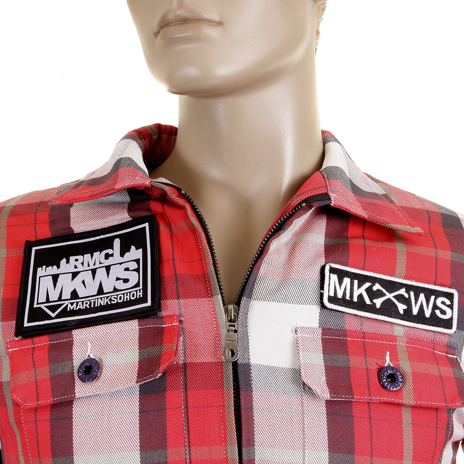 RMC MARTIN KSOHOH MKWS MENS REGULAR FIT ZIP UP RED CHECK PADDED JACKET REDM5823