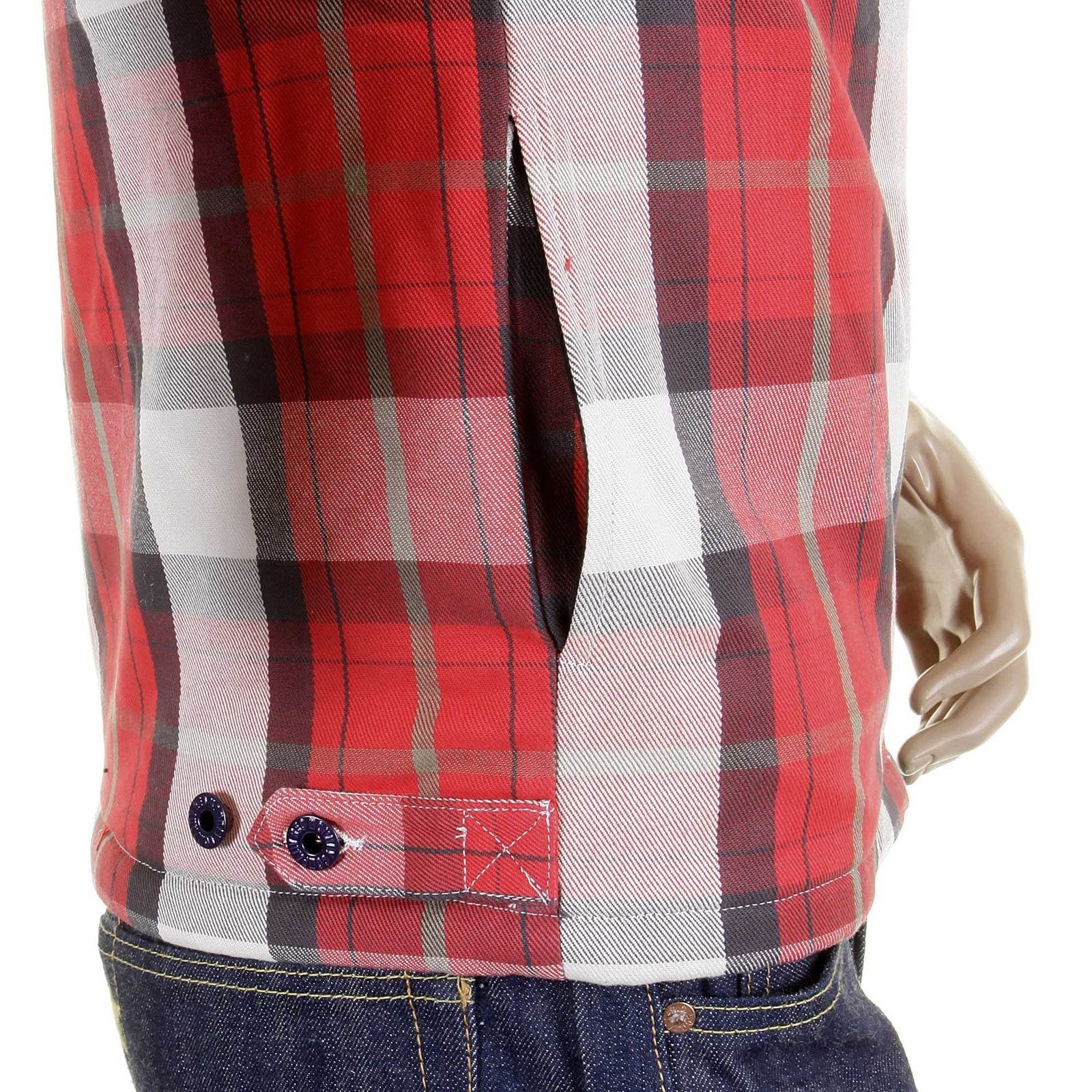 RMC MARTIN KSOHOH MKWS MENS REGULAR FIT ZIP UP RED CHECK PADDED JACKET REDM5823