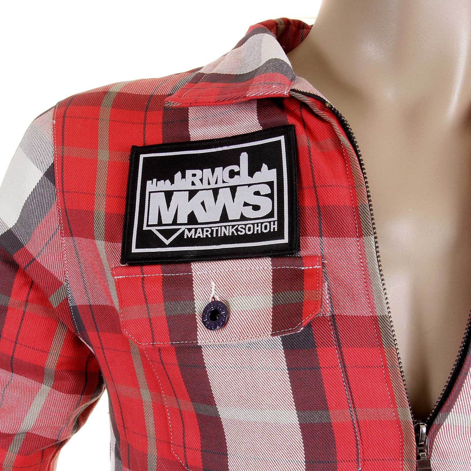 RMC MARTIN KSOHOH MKWS MENS REGULAR FIT ZIP UP RED CHECK PADDED JACKET REDM5823