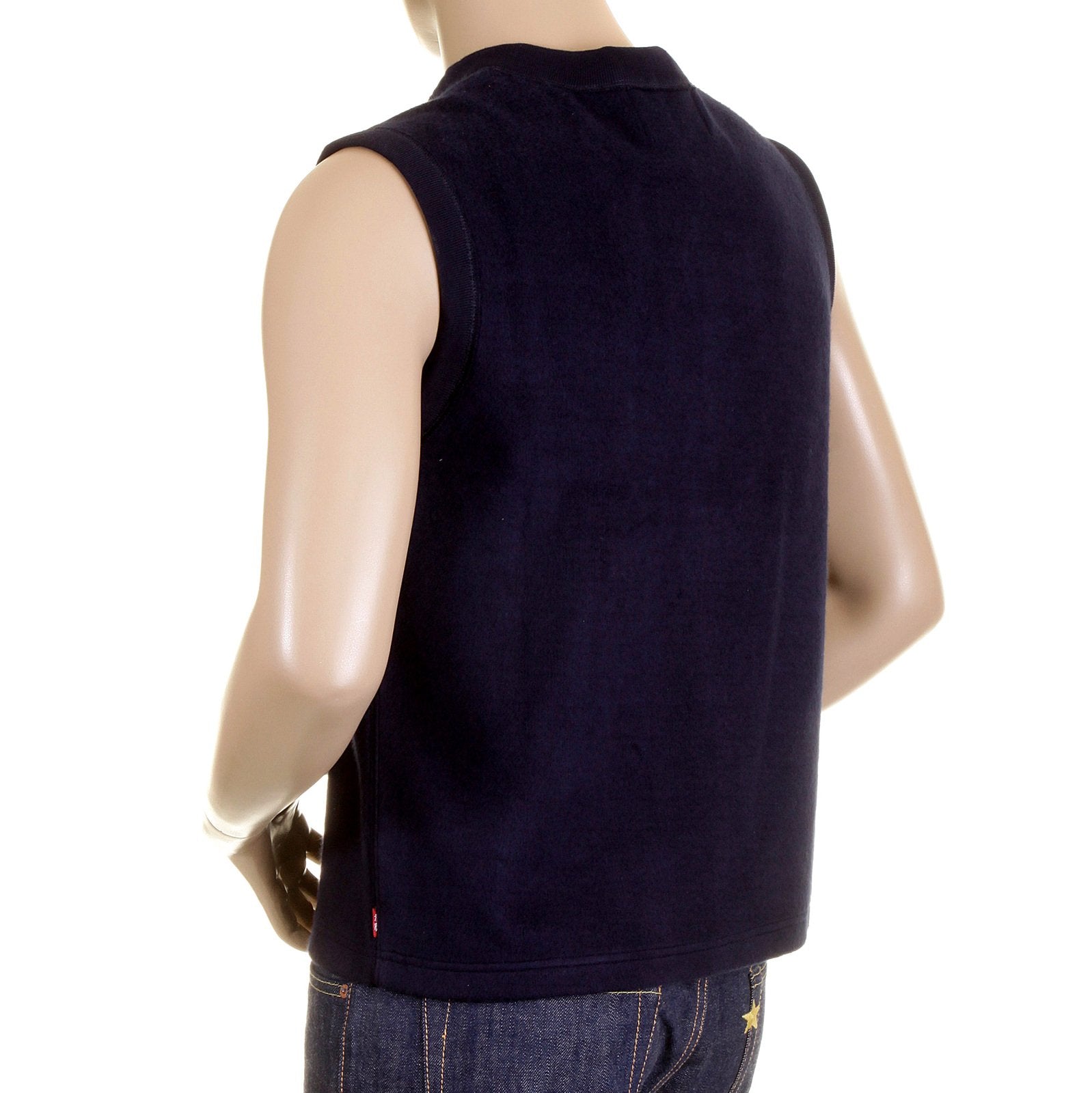 RMC MKWS NAVY BLUE BUTTON THROUGH REGULAR FIT SLEEVELESS PLUSH FLEECE MENS JACKET GILLET REDM2350