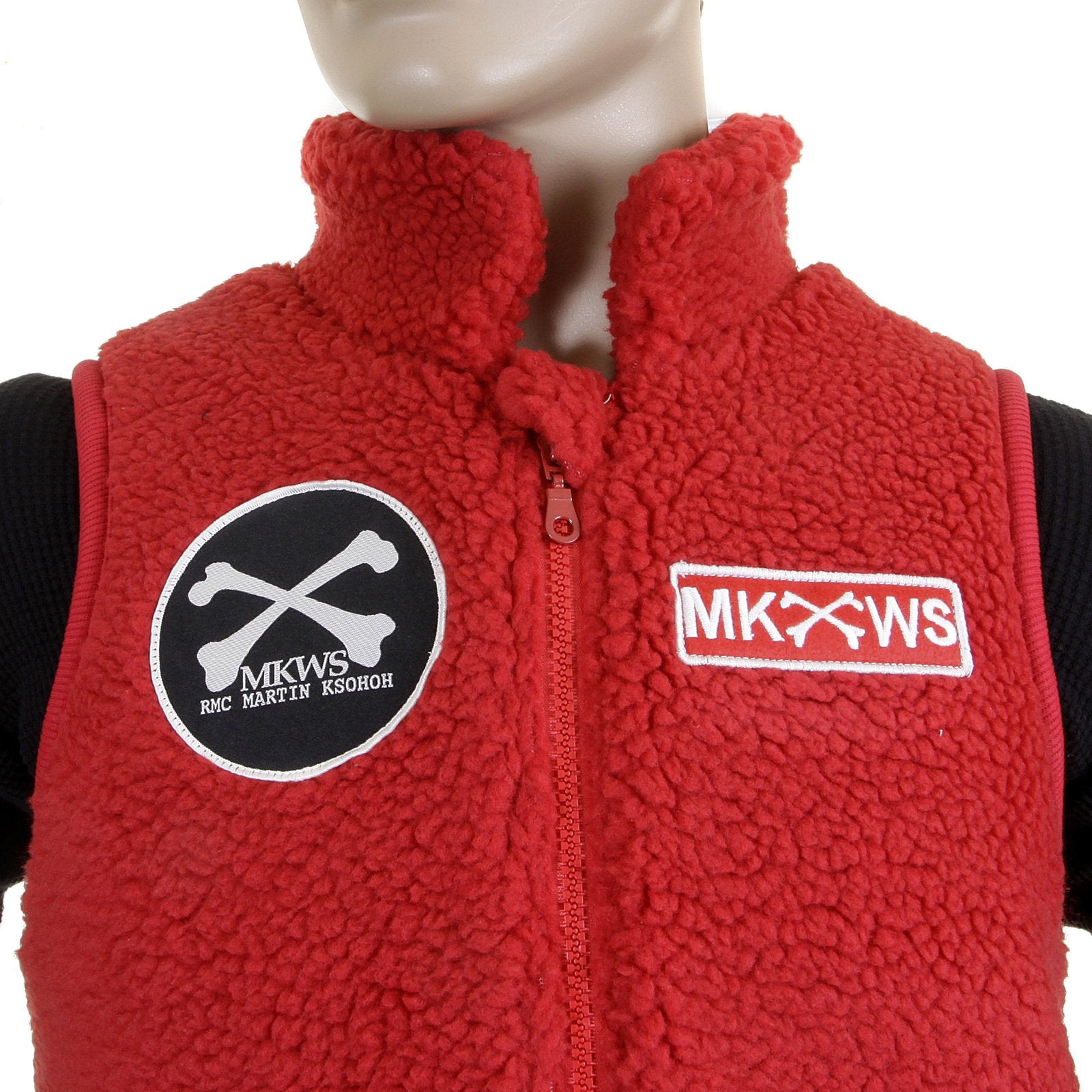 RMC MARTIN KSOHOH RED PAPAMAMSON ZIP UP REGULAR FIT SLEEVELESS PLUSH FLEECE MENS VEST GILLET REDM5828