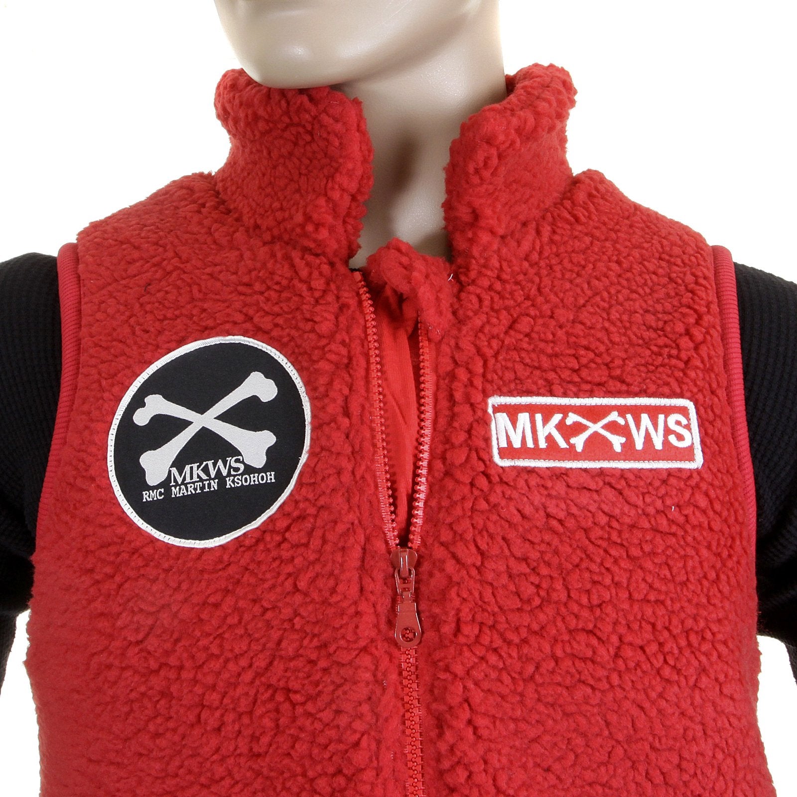 RMC MARTIN KSOHOH RED PAPAMAMSON ZIP UP REGULAR FIT SLEEVELESS PLUSH FLEECE MENS VEST GILLET REDM5828