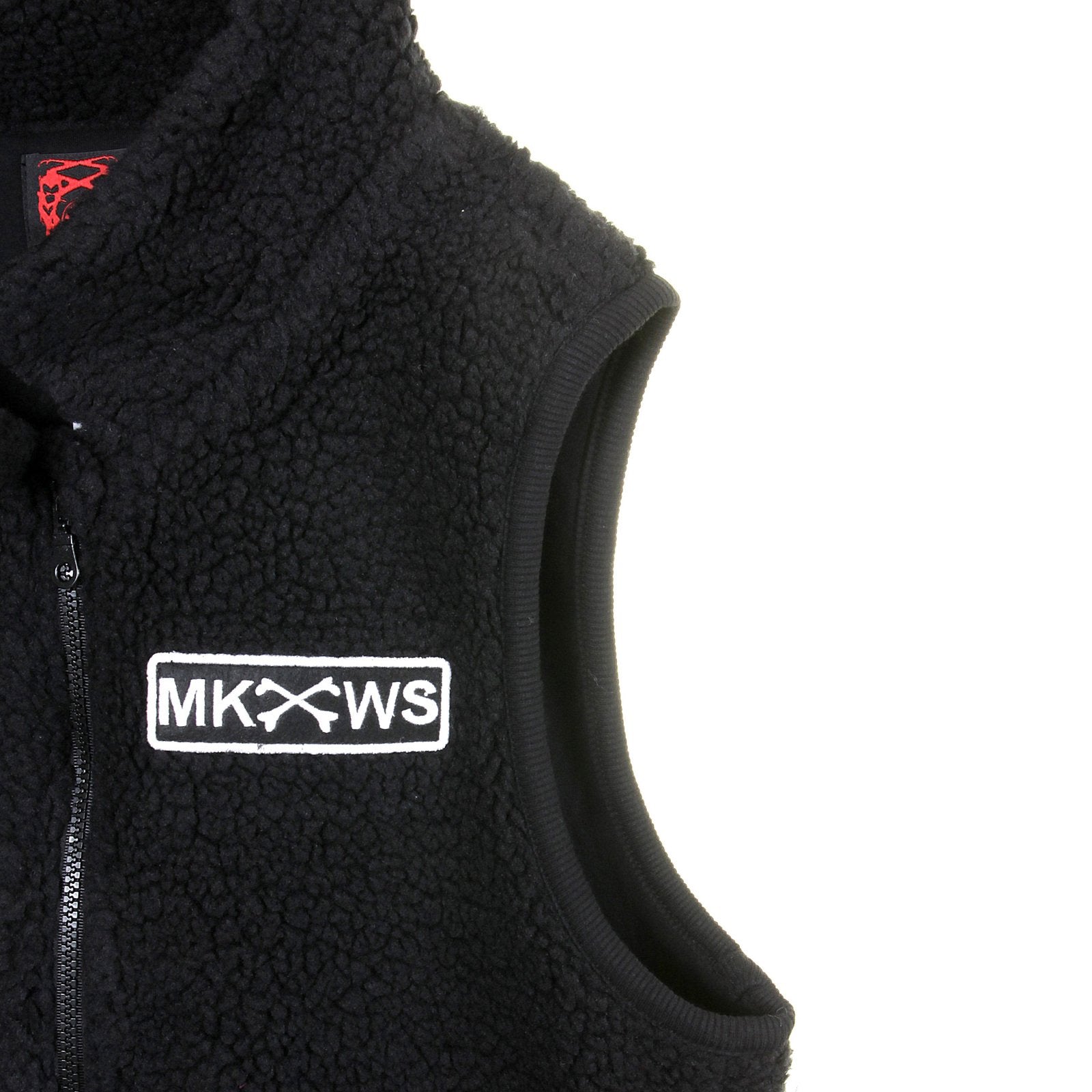 RMC MARTIN KSOHOH BLACK PAPAMAMSON ZIP UP REGULAR FIT SLEEVELESS PLUSH FLEECE MENS VEST GILLET REDM5829