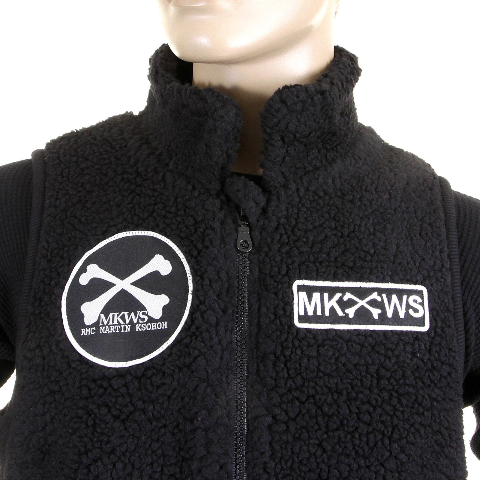 RMC MARTIN KSOHOH BLACK PAPAMAMSON ZIP UP REGULAR FIT SLEEVELESS PLUSH FLEECE MENS VEST GILLET REDM5829