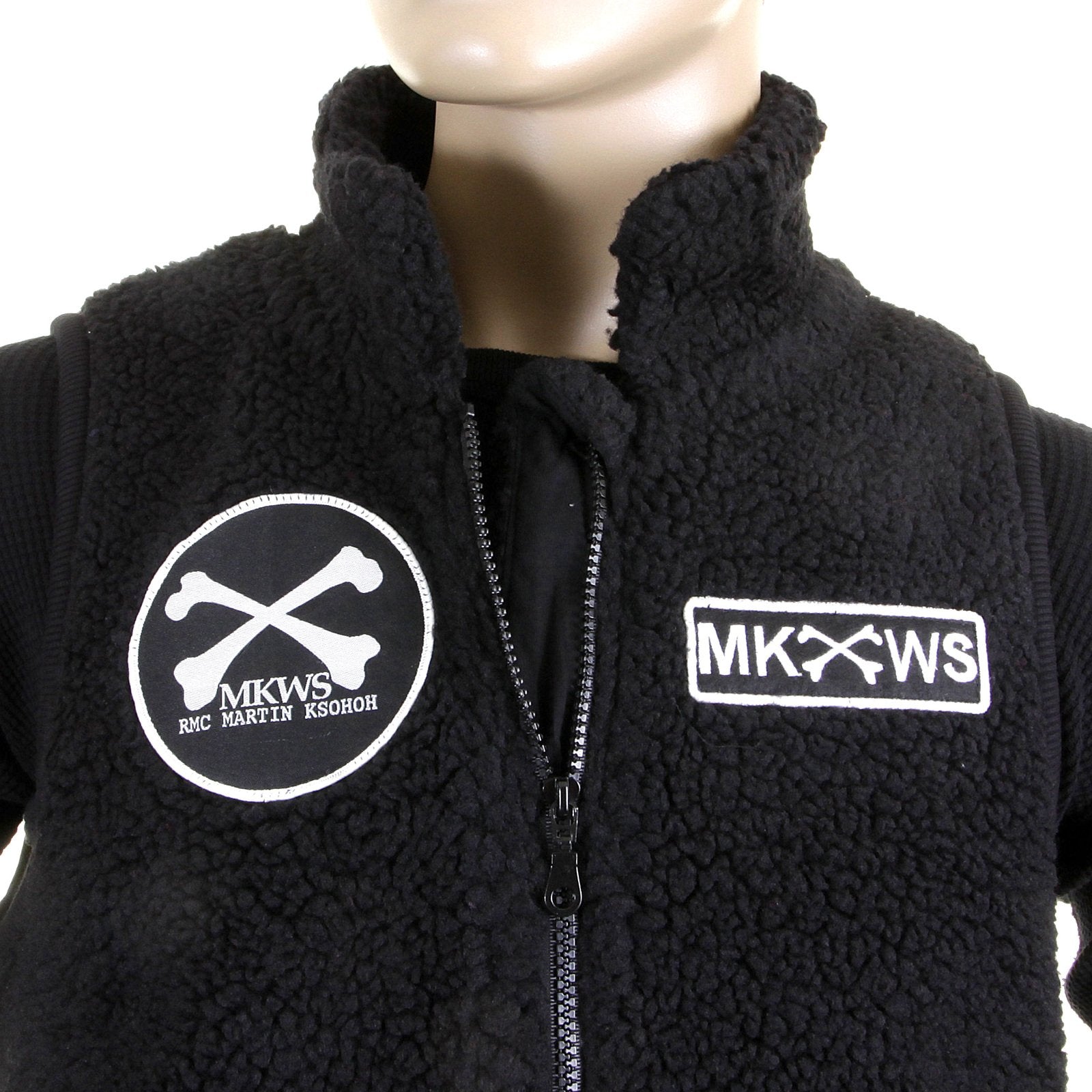 RMC MARTIN KSOHOH BLACK PAPAMAMSON ZIP UP REGULAR FIT SLEEVELESS PLUSH FLEECE MENS VEST GILLET REDM5829