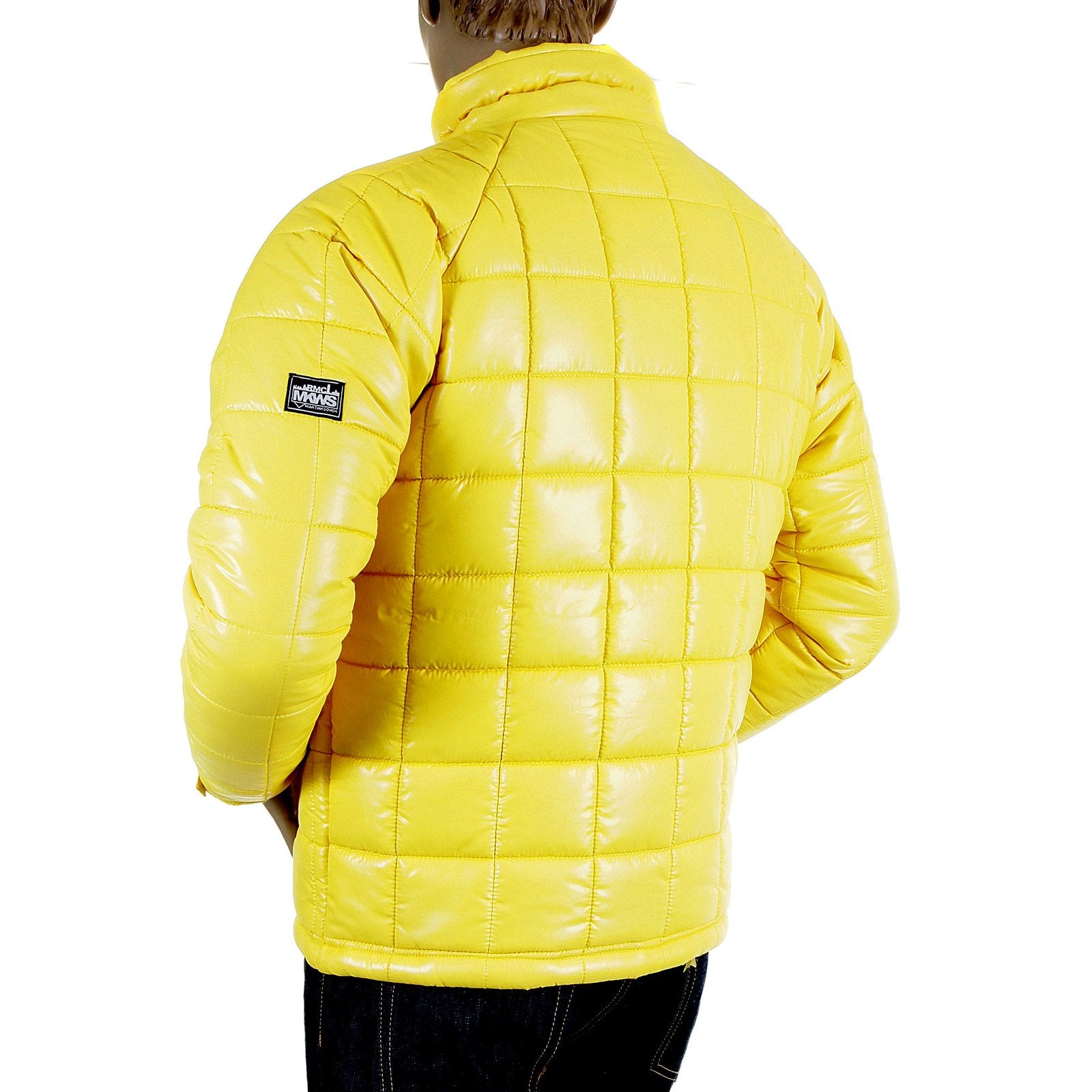 RMC MARTIN KSOHOH NYLON ZIP UP DOWN FILLED REGULAR FIT RQJ1088 MENS QUILTED JACKET IN YELLOW REDM5839