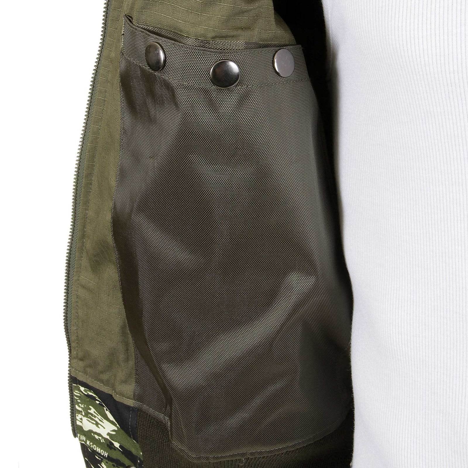 RMC JEANS REGULAR FIT GREEN CAMO RQZ1095 BOMBER JACKET FOR MEN WITH ZIP FRONT CLOSURE REDM2346A