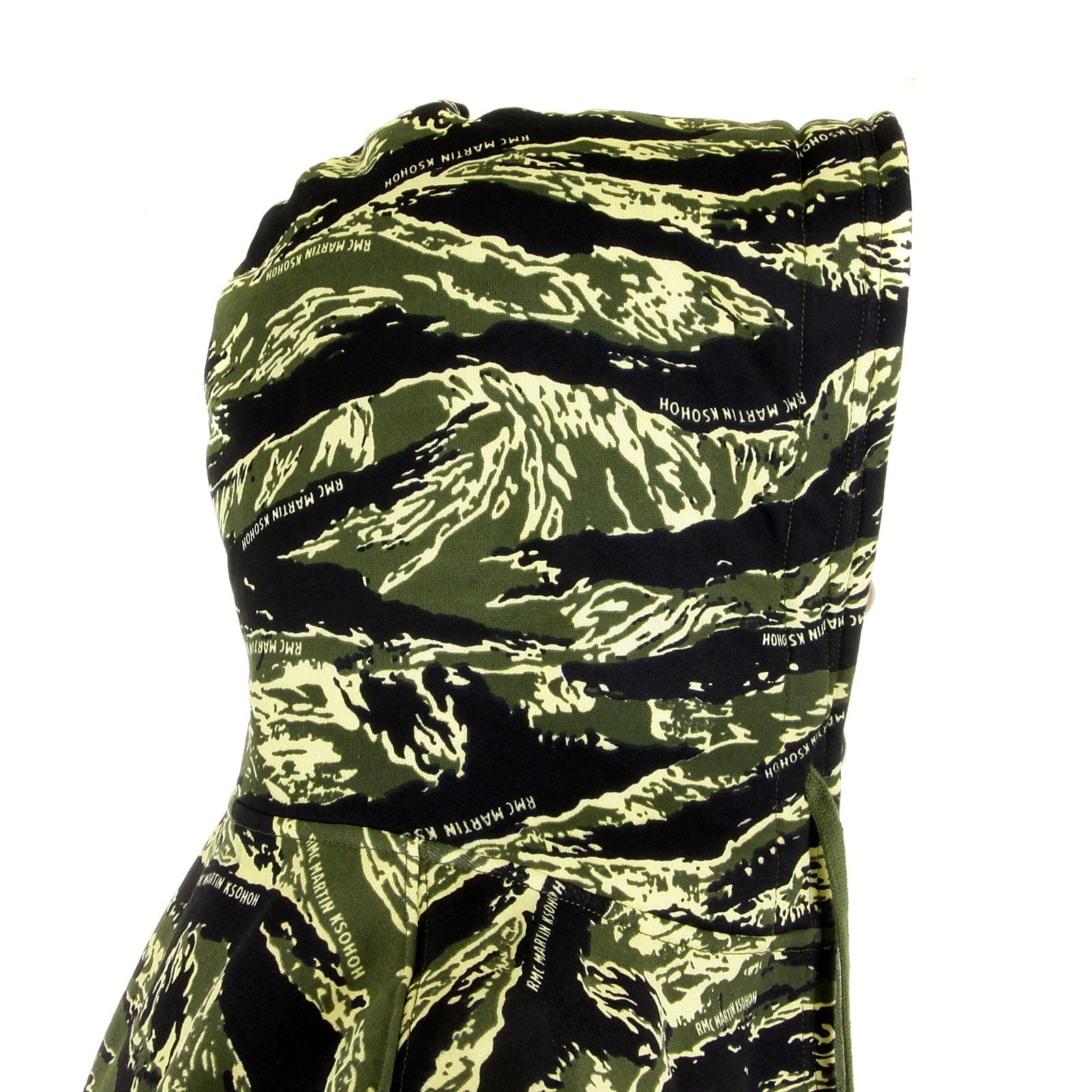 RMC JEANS REGULAR FIT GREEN TIGER CAMO RQZ1087 HOODED JACKET FOR MEN WITH FULL ZIP FRONT CLOSURE REDM2305