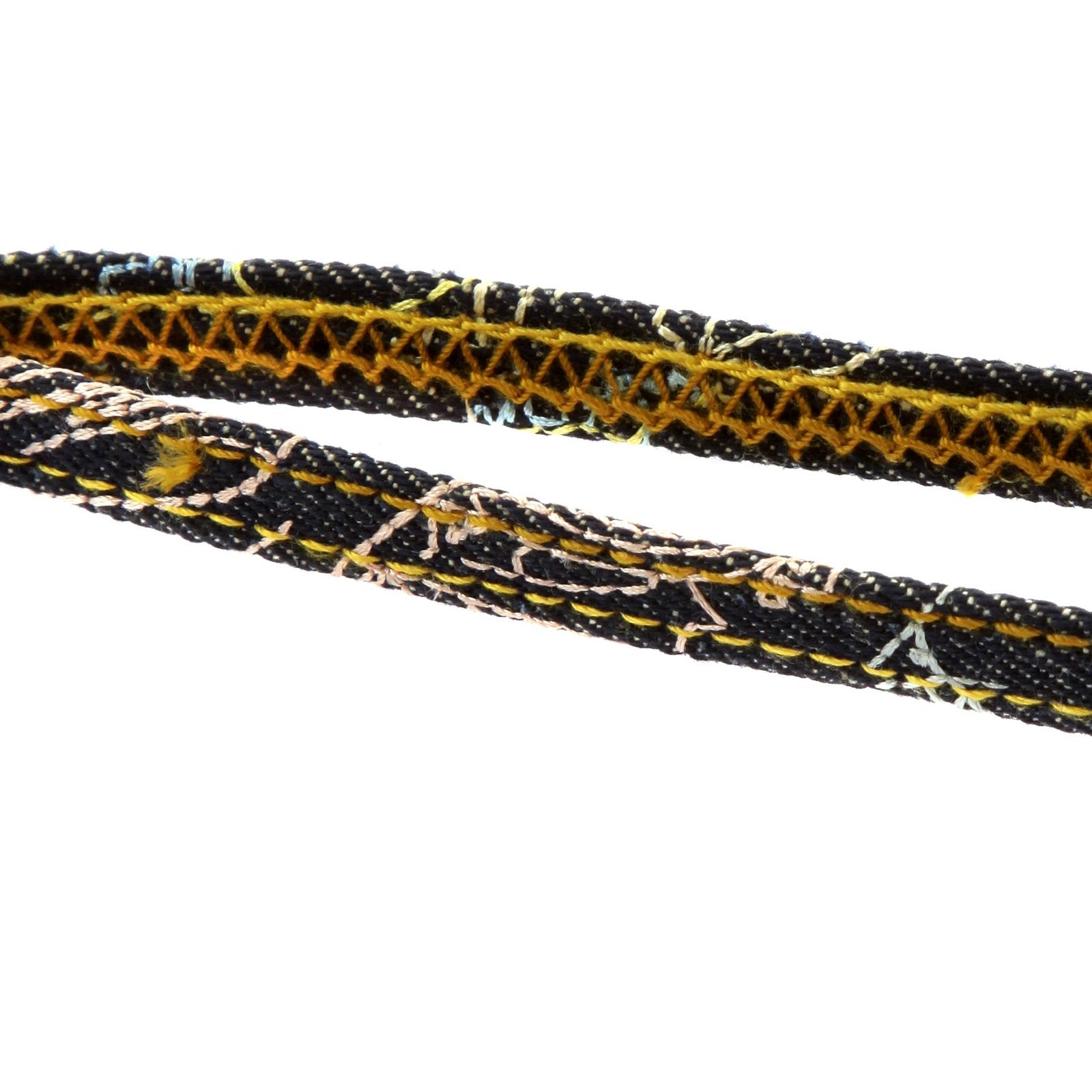 RMC JEANS TOYO LANYARD RQA11005 EMBROIDERED DENIM STRAP KEY CHAIN PRESENTED IN HAND CRAFTED WOODEN BOX REDM0484