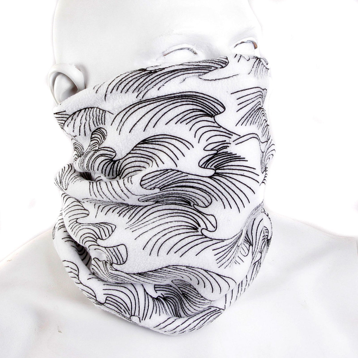 RMC MARTIN KSOHOH BLKWAVES BLACK TSUNAMI WAVE EMBROIDERED WHITE NECK WARMER SNOOD REDM3171