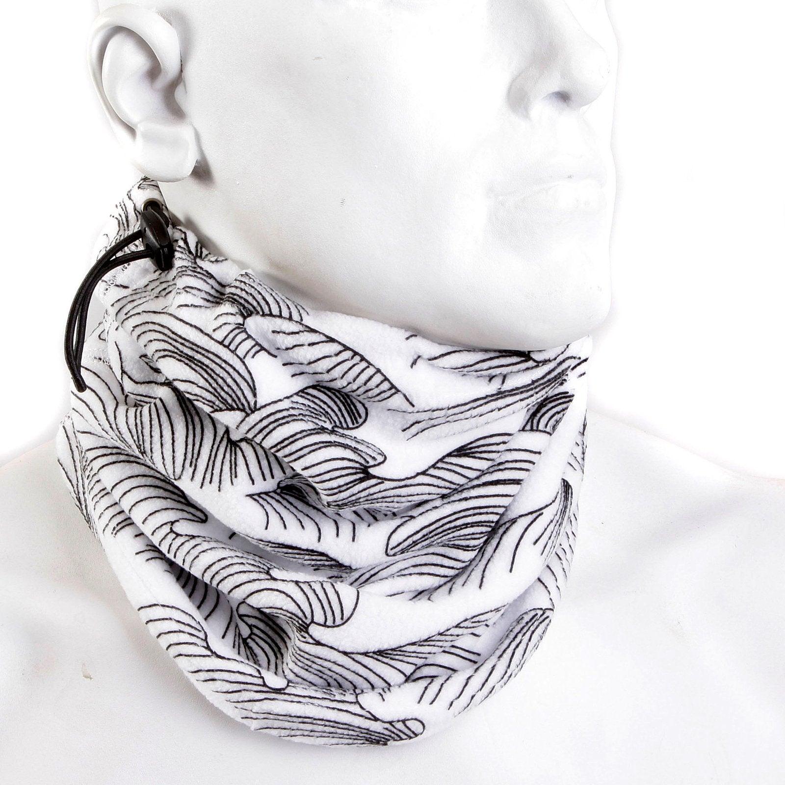 RMC MARTIN KSOHOH BLKWAVES BLACK TSUNAMI WAVE EMBROIDERED WHITE NECK WARMER SNOOD REDM3171