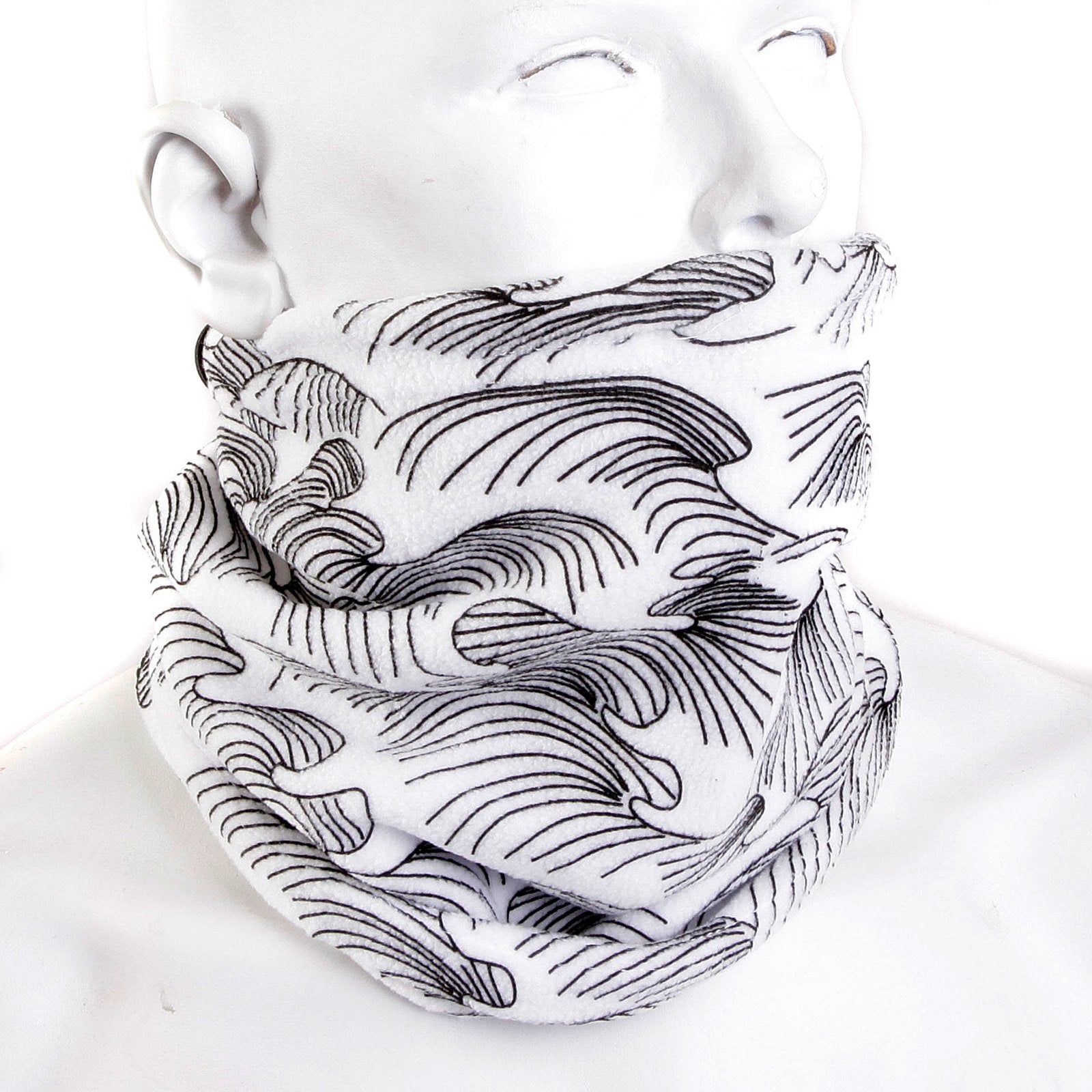 RMC MARTIN KSOHOH BLKWAVES BLACK TSUNAMI WAVE EMBROIDERED WHITE NECK WARMER SNOOD REDM3171