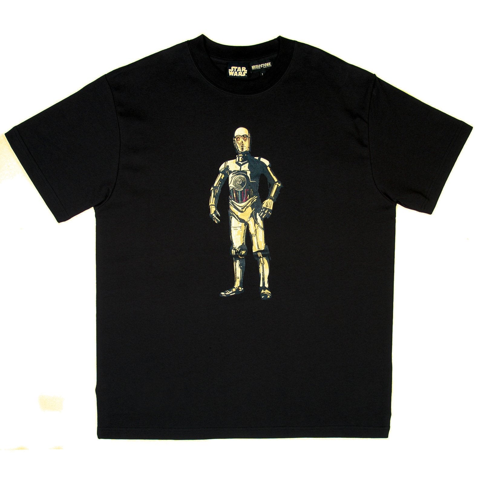 RMC JEANS X HEADSTONE COLLECTORS ITEM BLACK REGULAR FIT T SHIRT WITH C-3PO PRINT HEAD3774