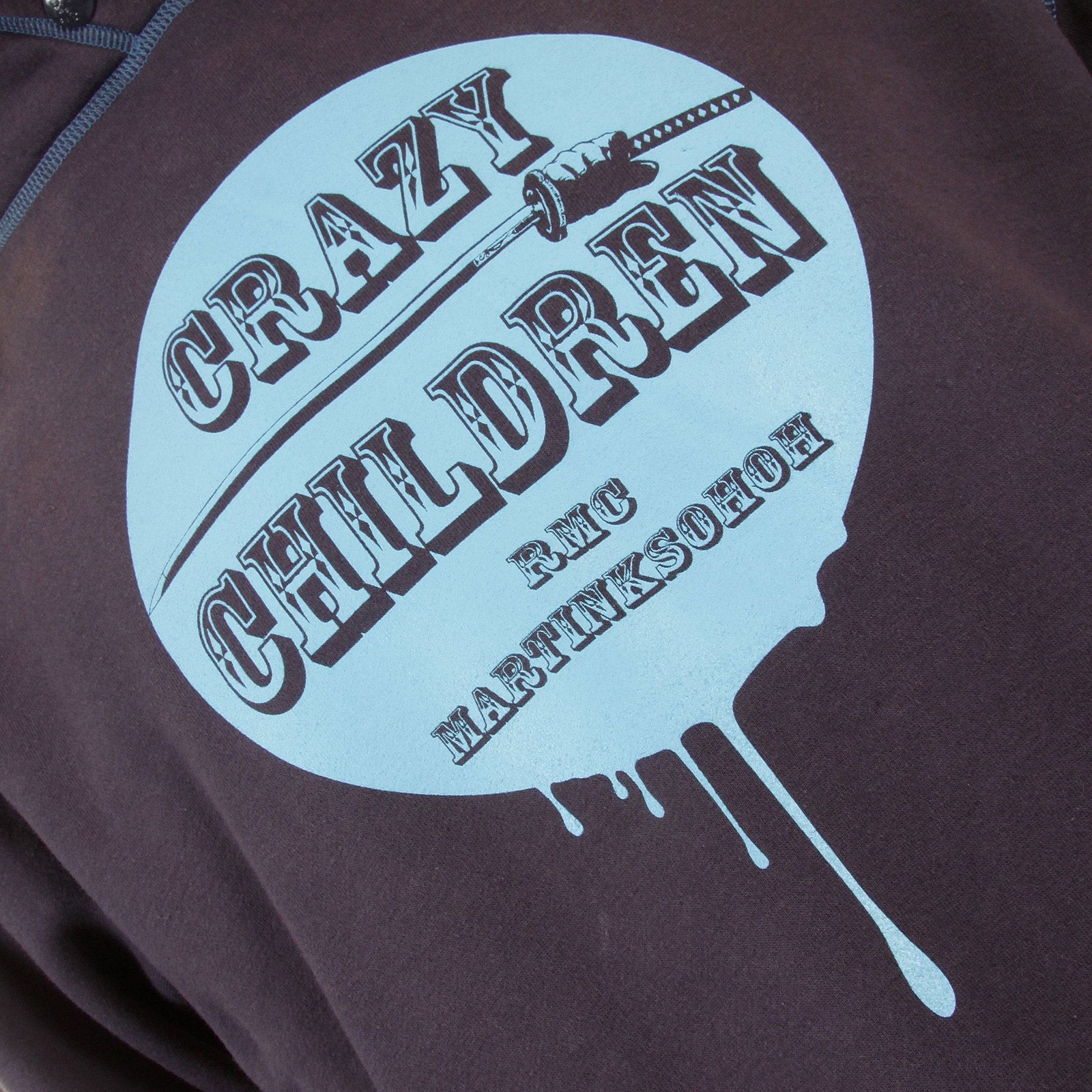 RMC NAVY BLUE HOODED LARGE RWC141264 FITTING PULLOVER SWEATSHIRT FOR MEN WITH CRAZY CHILDREN PRINT REDM0926