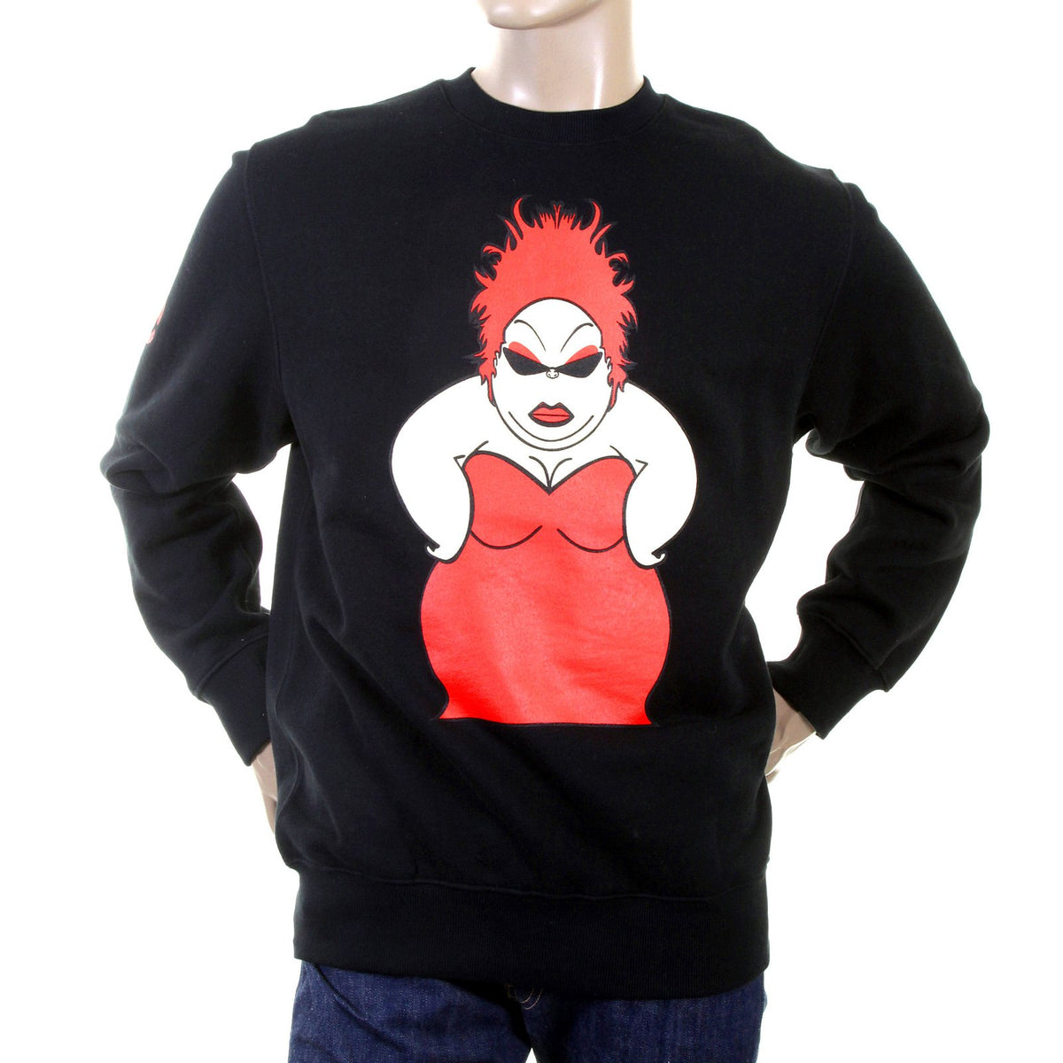 RMC JEANS MENS LARGE FITTING BLACK RWH141264 CREW NECK RED MY GIRL PRINTED SWEATSHIRT REDM0939