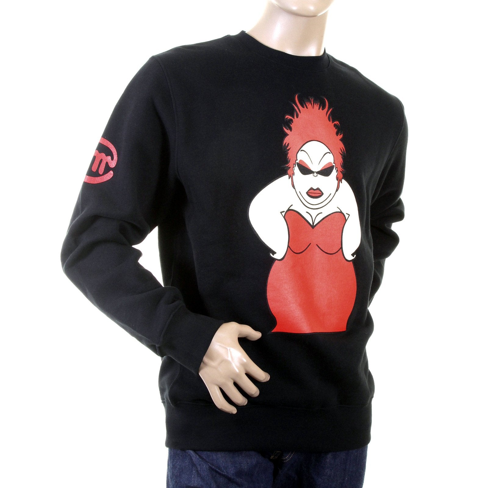 RMC JEANS MENS LARGE FITTING BLACK RWH141264 CREW NECK RED MY GIRL PRINTED SWEATSHIRT REDM0939