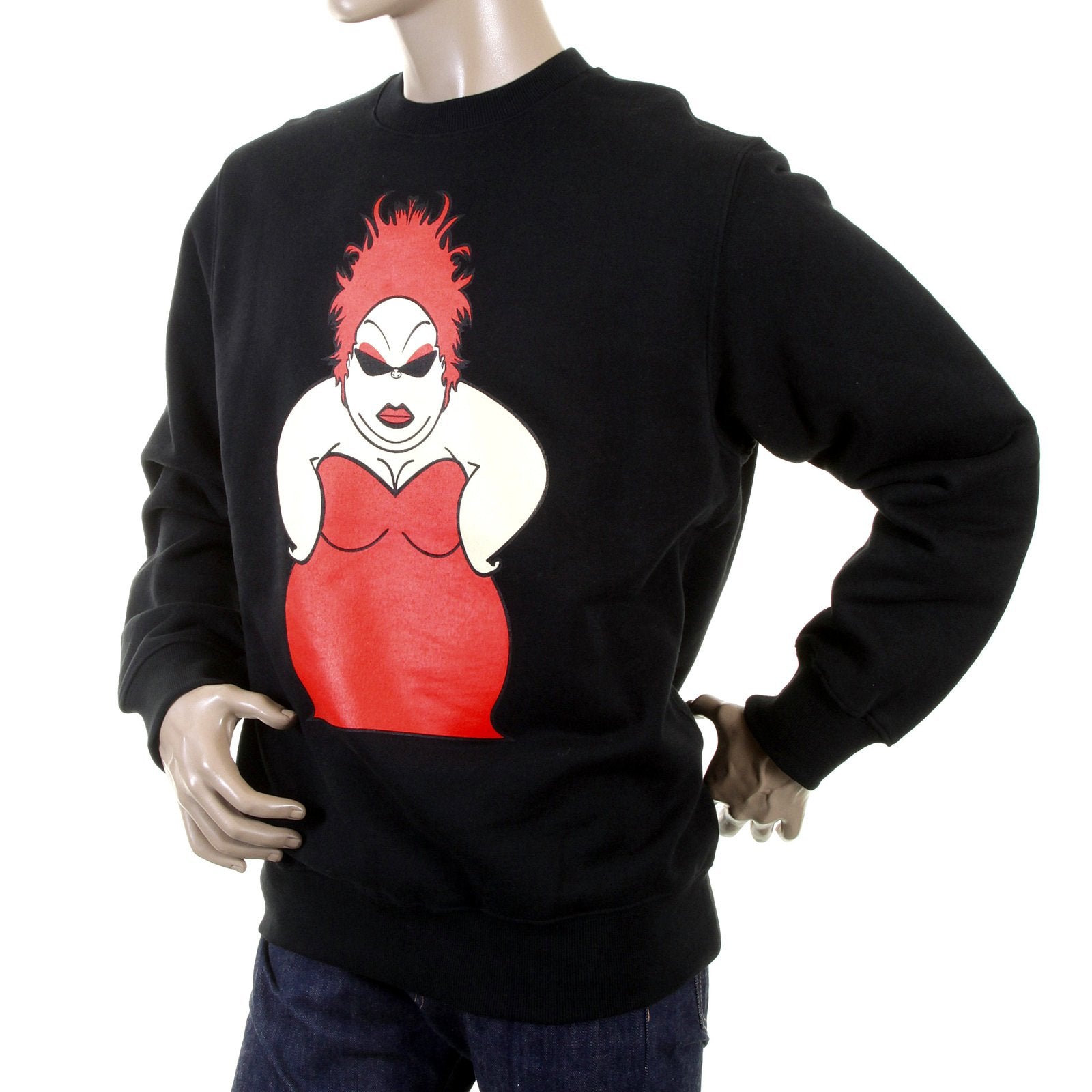 RMC JEANS MENS LARGE FITTING BLACK RWH141264 CREW NECK RED MY GIRL PRINTED SWEATSHIRT REDM0939