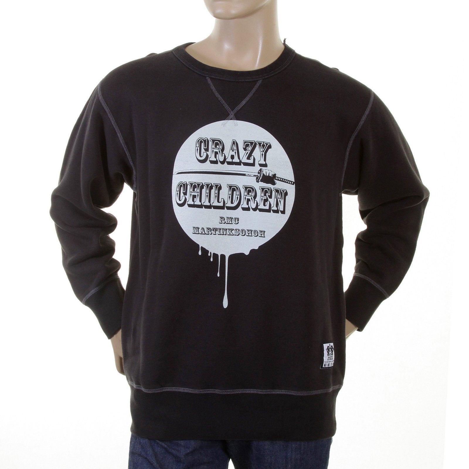 RMC MARTIN KSOHOH MENS LARGE FITTING BLACK RWH141264 CREW NECK RED CRAZY CHILDREN PRINTED SWEATSHIRT REDM0929