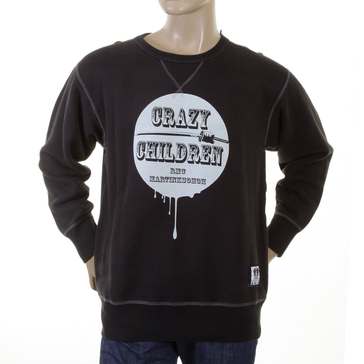 RMC MARTIN KSOHOH MENS LARGE FITTING BLACK RWH141264 CREW NECK RED CRAZY CHILDREN PRINTED SWEATSHIRT REDM0929