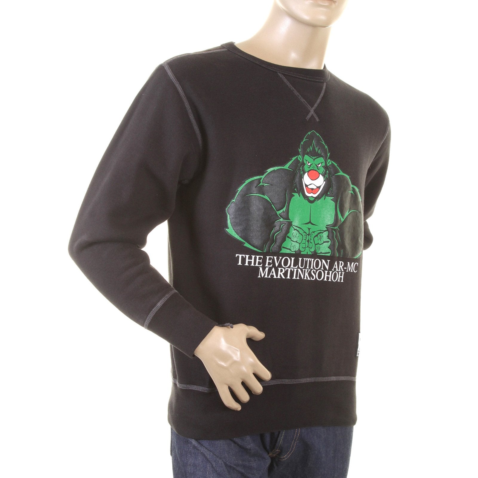 RMC MARTIN KSOHOH LARGE FITTING BLACK RWH141264 CREW NECK KING KONG RMC EVOLUTION PRINTED SWEATSHIRT REDM0923
