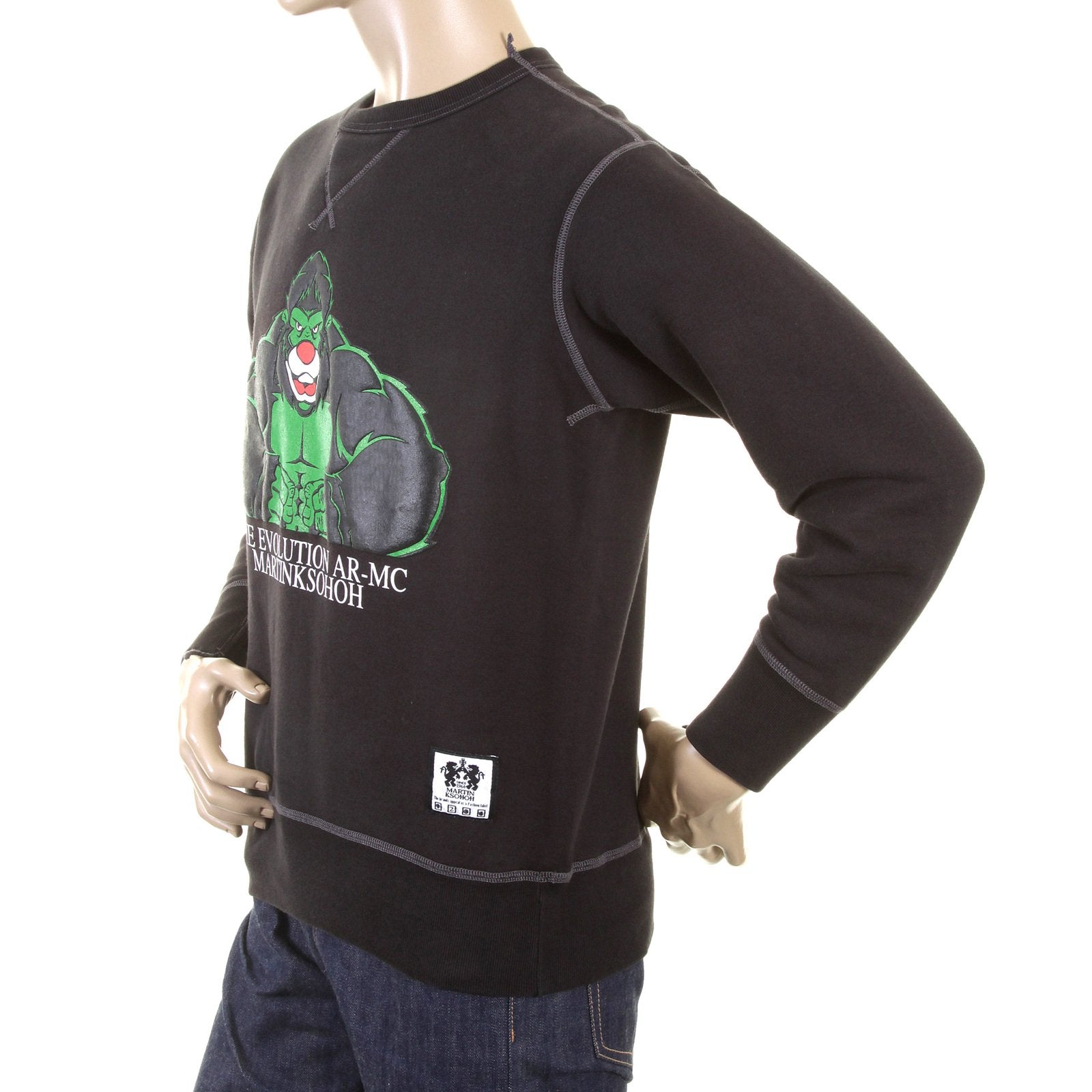 RMC MARTIN KSOHOH LARGE FITTING BLACK RWH141264 CREW NECK KING KONG RMC EVOLUTION PRINTED SWEATSHIRT REDM0923