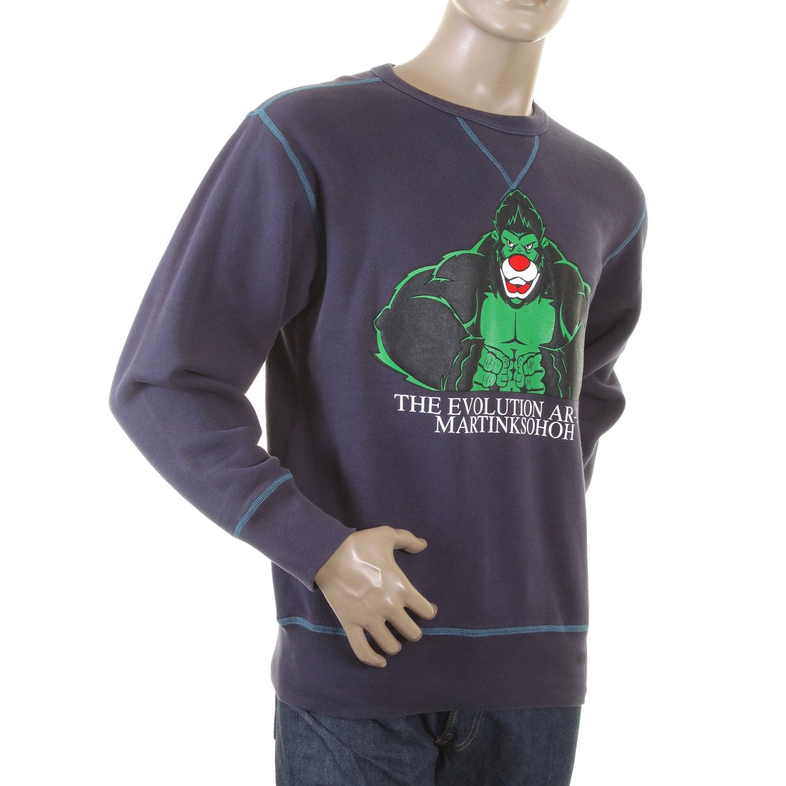 RMC MARTIN KSOHOH LARGE FITTING NAVY RWH141262 CREW NECK KING KONG RMC EVOLUTION PRINTED SWEATSHIRT REDM0919