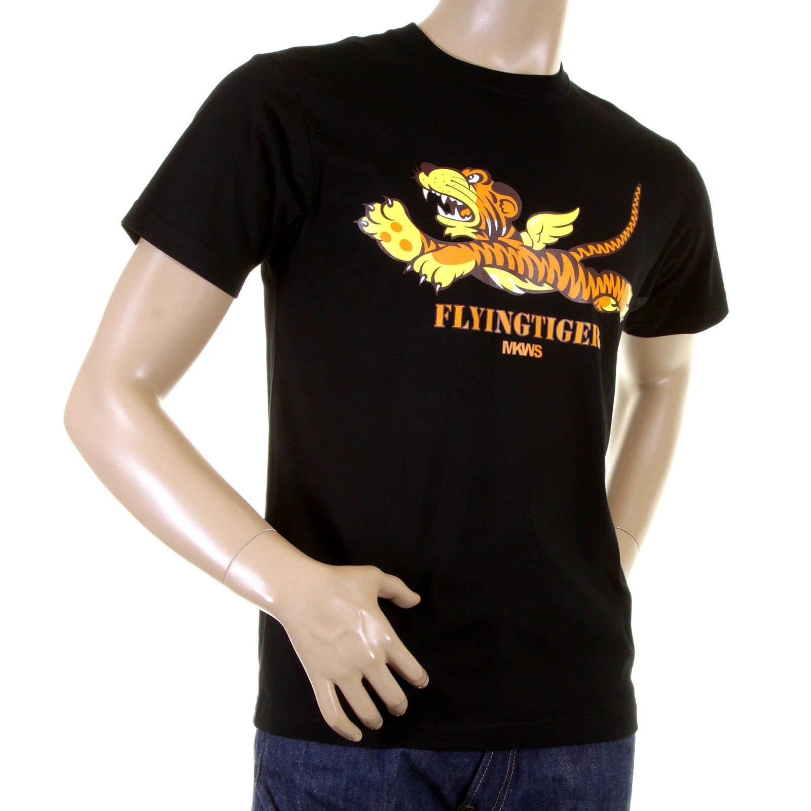 RMC MARTIN KSOHOH FLYING TIGER PRINTED CREW NECK RQT11024 SHORT SLEEVE REGULAR FIT BLACK T-SHIRT REDM0061