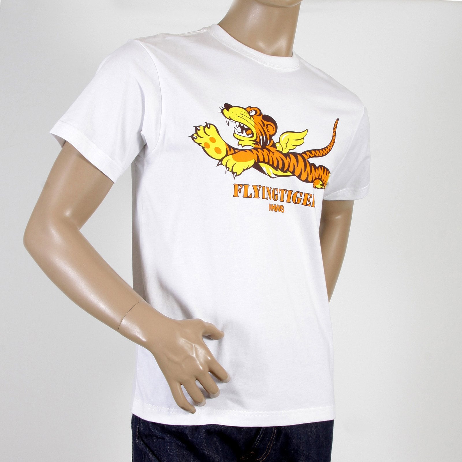 RMC MARTIN KSOHOH FLYING TIGER PRINTED CREW NECK RQT11024 SHORT SLEEVE REGULAR FIT WHITE T-SHIRT REDM0062