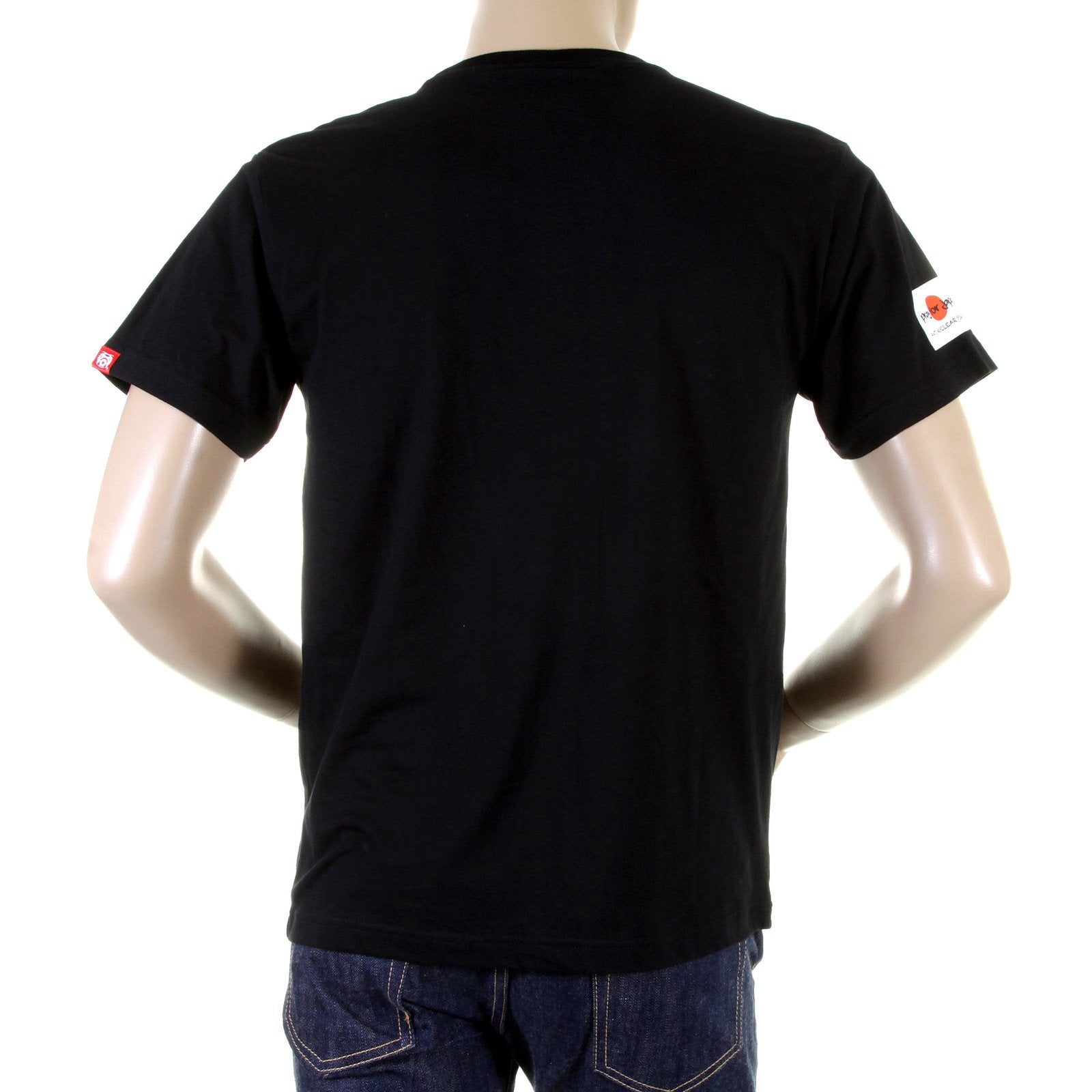 RMC JEANS LIMITED EDITION REGULAR FIT RQT11025 PRAY FOR JAPAN SHORT SLEEVE CREWNECK BLACK T SHIRT REDM0048