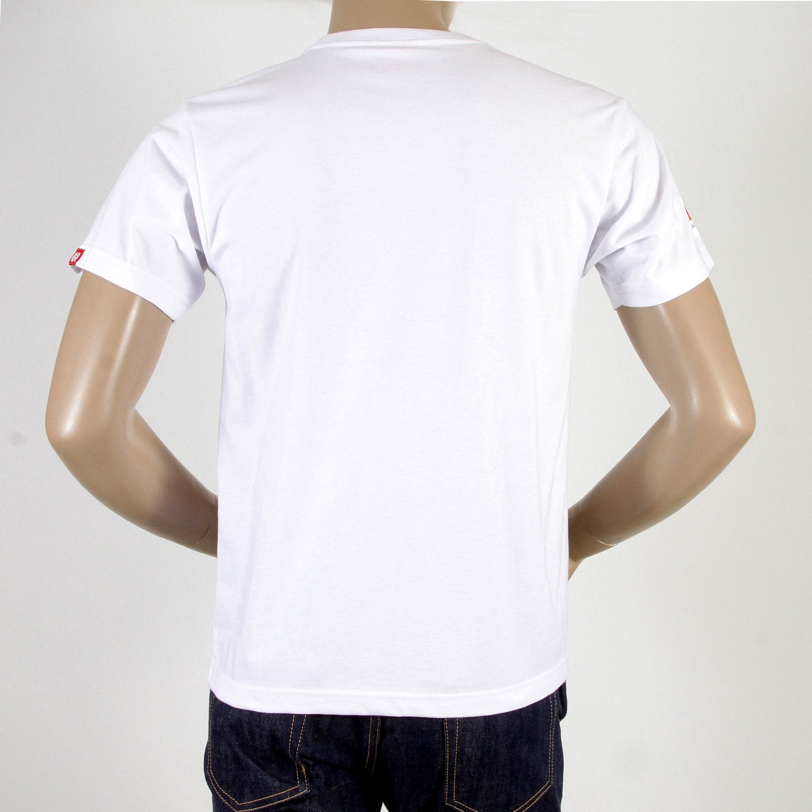 RMC JEANS LIMITED EDITION SHORT SLEEVE RQT11025 REGULAR FIT PRAY FOR JAPAN CREWNECK T SHIRT IN WHITE REDM0050