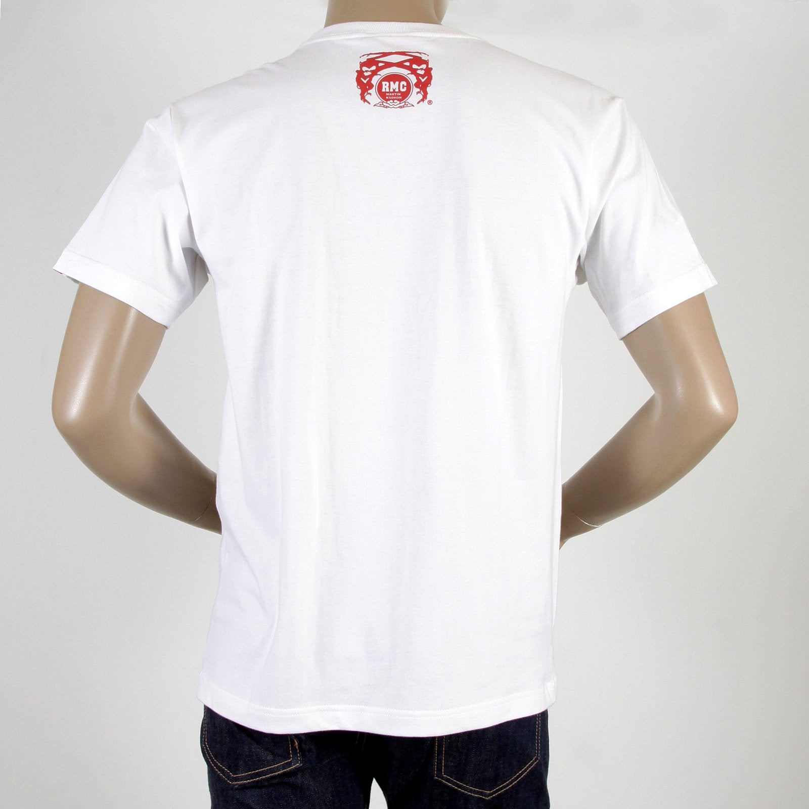 RMC MARTIN KSOHOH SHORT SLEEVE RQT11063 REGULAR FIT CREW NECK WHITE T SHIRT WITH NYPD CAMO PRINT REDM0992