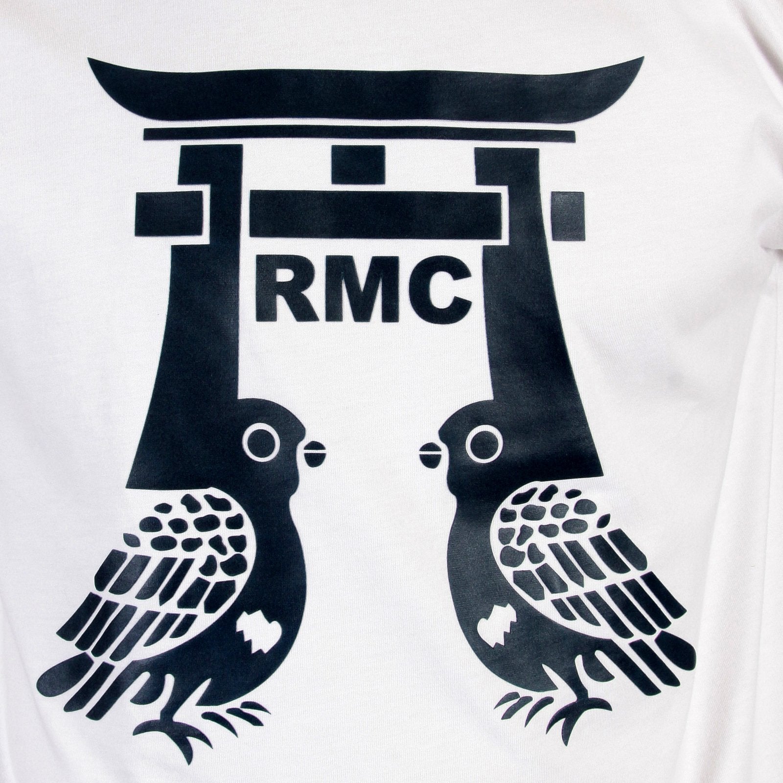 RMC JEANS REGULAR FIT RQT11065 CREWNECK SHORT SLEEVED PIGEON WHITE T-SHIRT WITH NAVY PIGEON PRINT REDM0