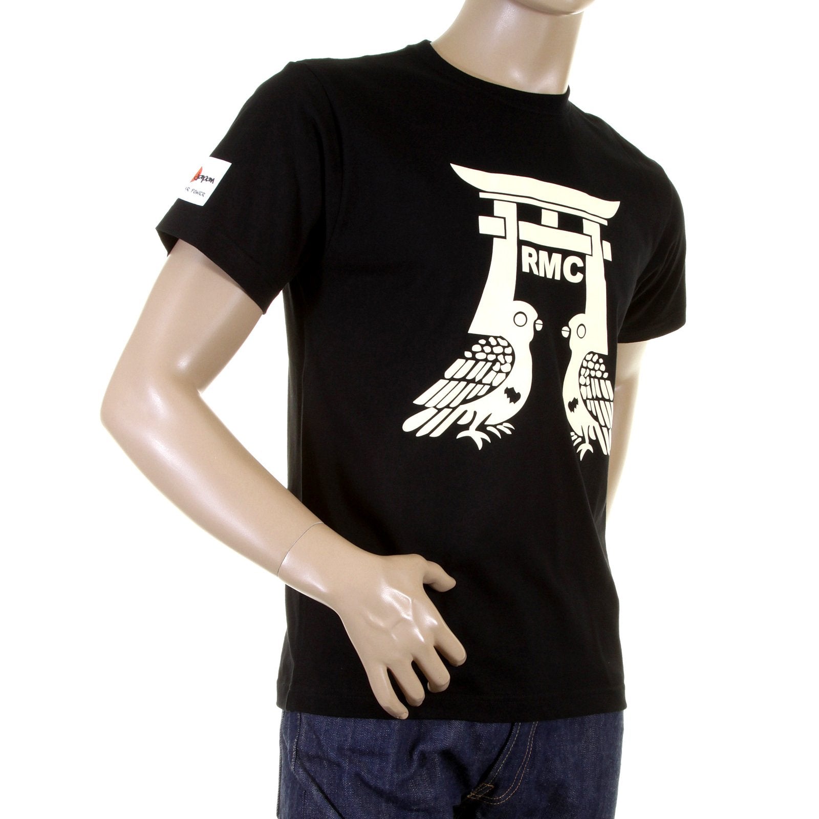 RMC MARTIN KSOHOH SHORT SLEEVE RQT11065 REGULAR FIT CREW NECK PIGEON CREAM PRINTED T-SHIRT IN BLACK REDM0982