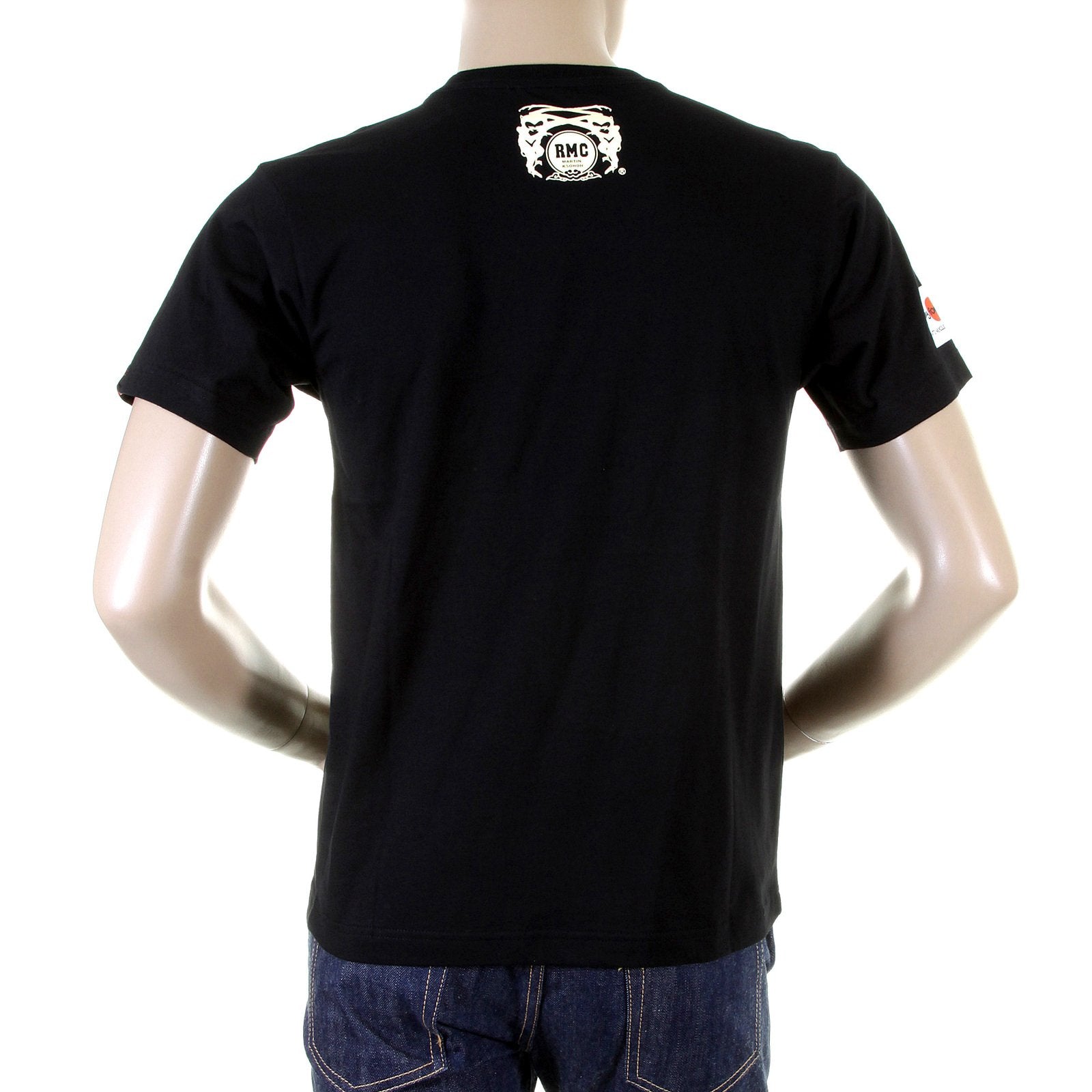 RMC MARTIN KSOHOH SHORT SLEEVE RQT11065 REGULAR FIT CREW NECK PIGEON CREAM PRINTED T-SHIRT IN BLACK REDM0982