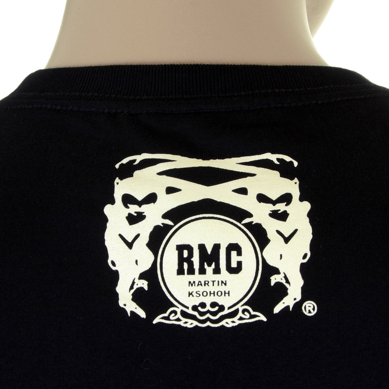 RMC MARTIN KSOHOH SHORT SLEEVE RQT11065 REGULAR FIT CREW NECK PIGEON CREAM PRINTED T-SHIRT IN BLACK REDM0982
