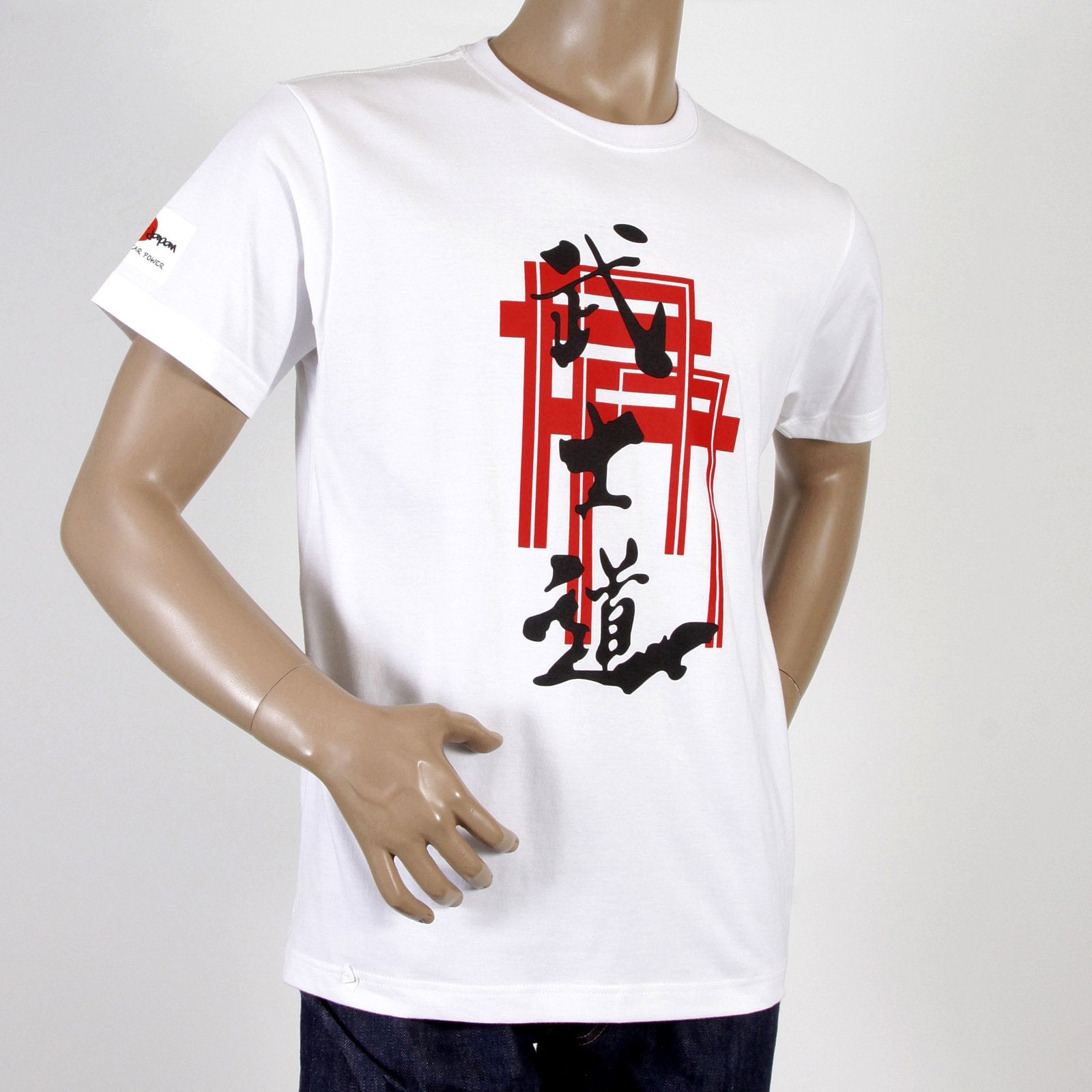 RMC JEANS REGULAR FIT RQT11064 SHORT SLEEVE CREW NECK BUSHIDO PRINTED T-SHIRT IN WHITE REDM0987