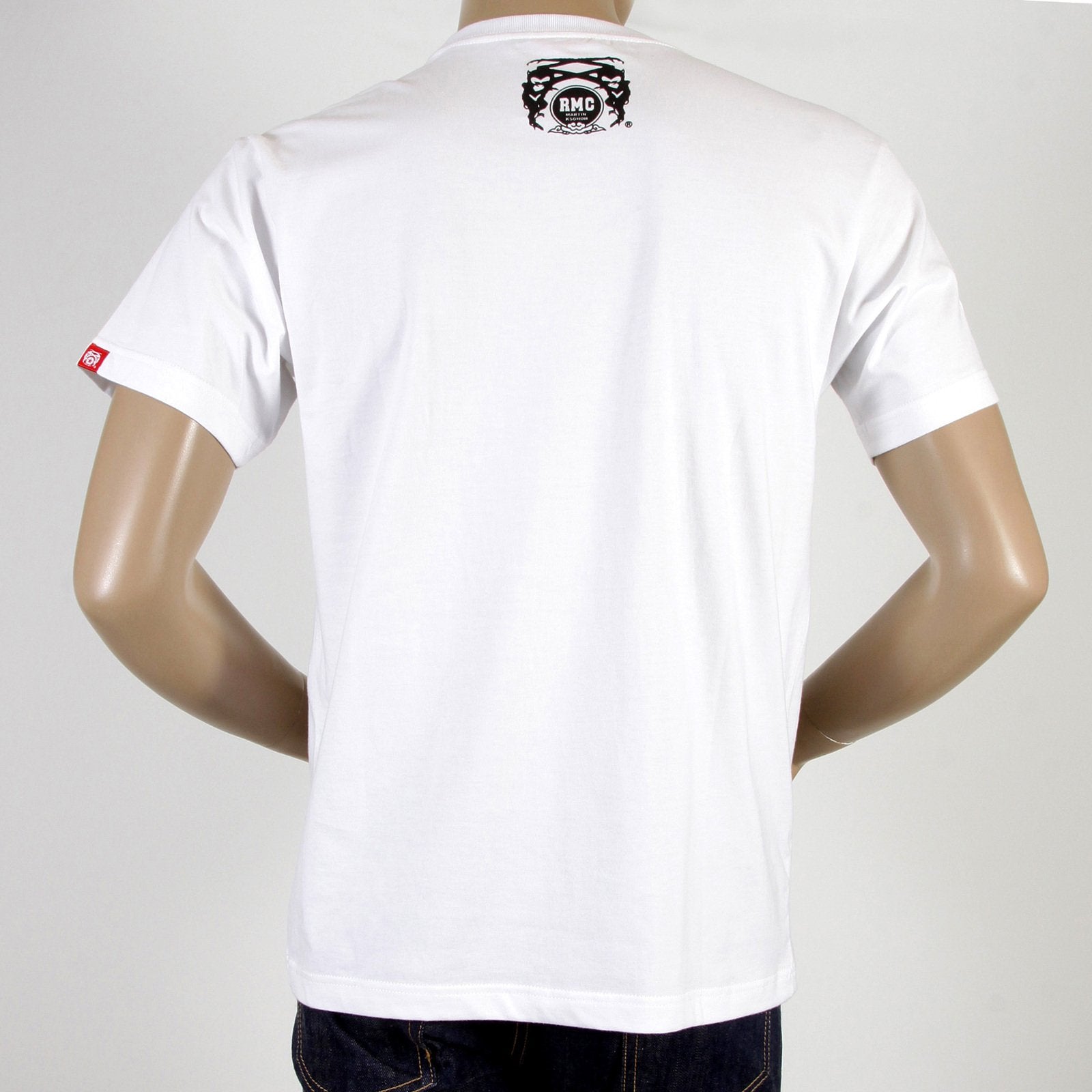 RMC JEANS REGULAR FIT RQT11064 SHORT SLEEVE CREW NECK BUSHIDO PRINTED T-SHIRT IN WHITE REDM0987