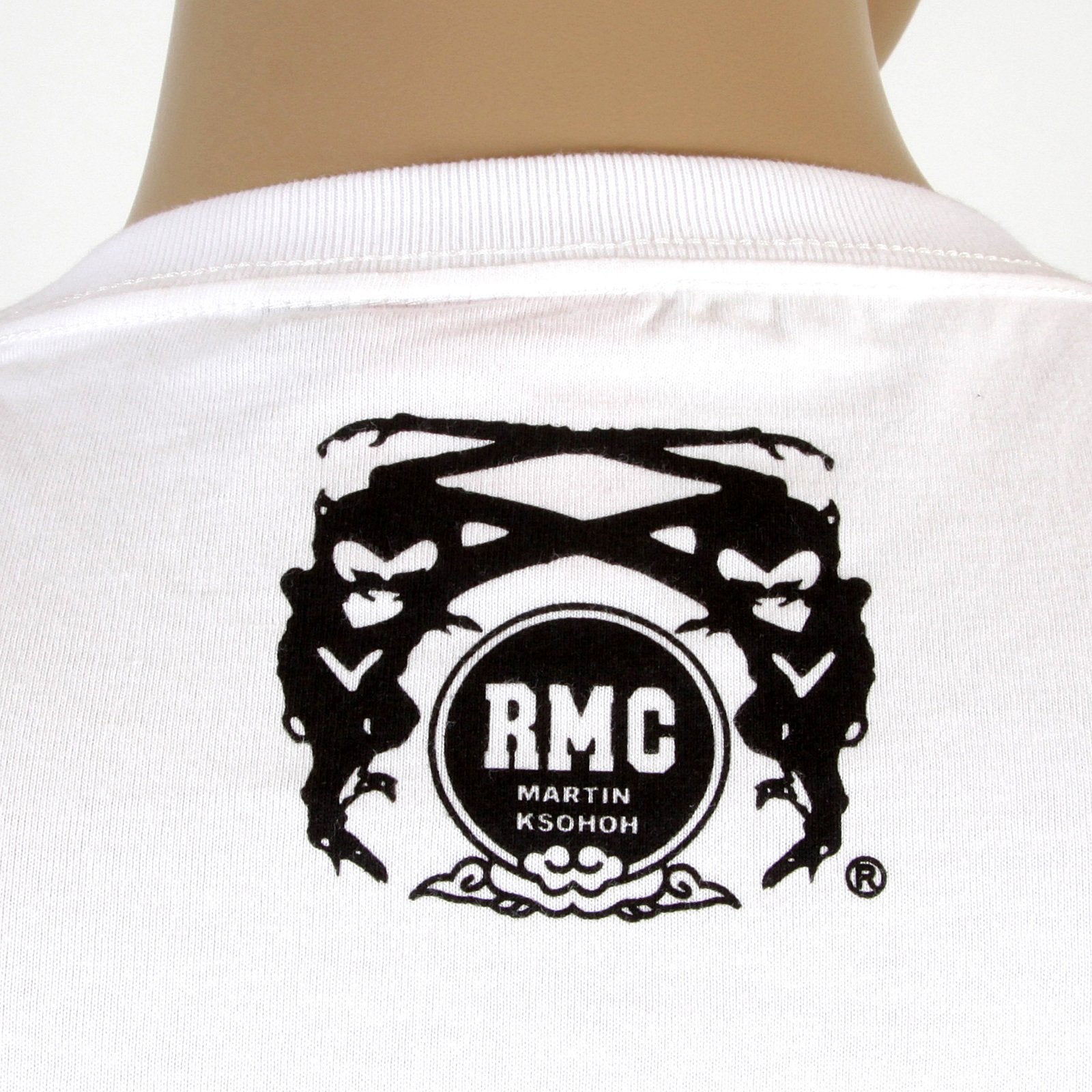 RMC JEANS REGULAR FIT RQT11064 SHORT SLEEVE CREW NECK BUSHIDO PRINTED T-SHIRT IN WHITE REDM0987