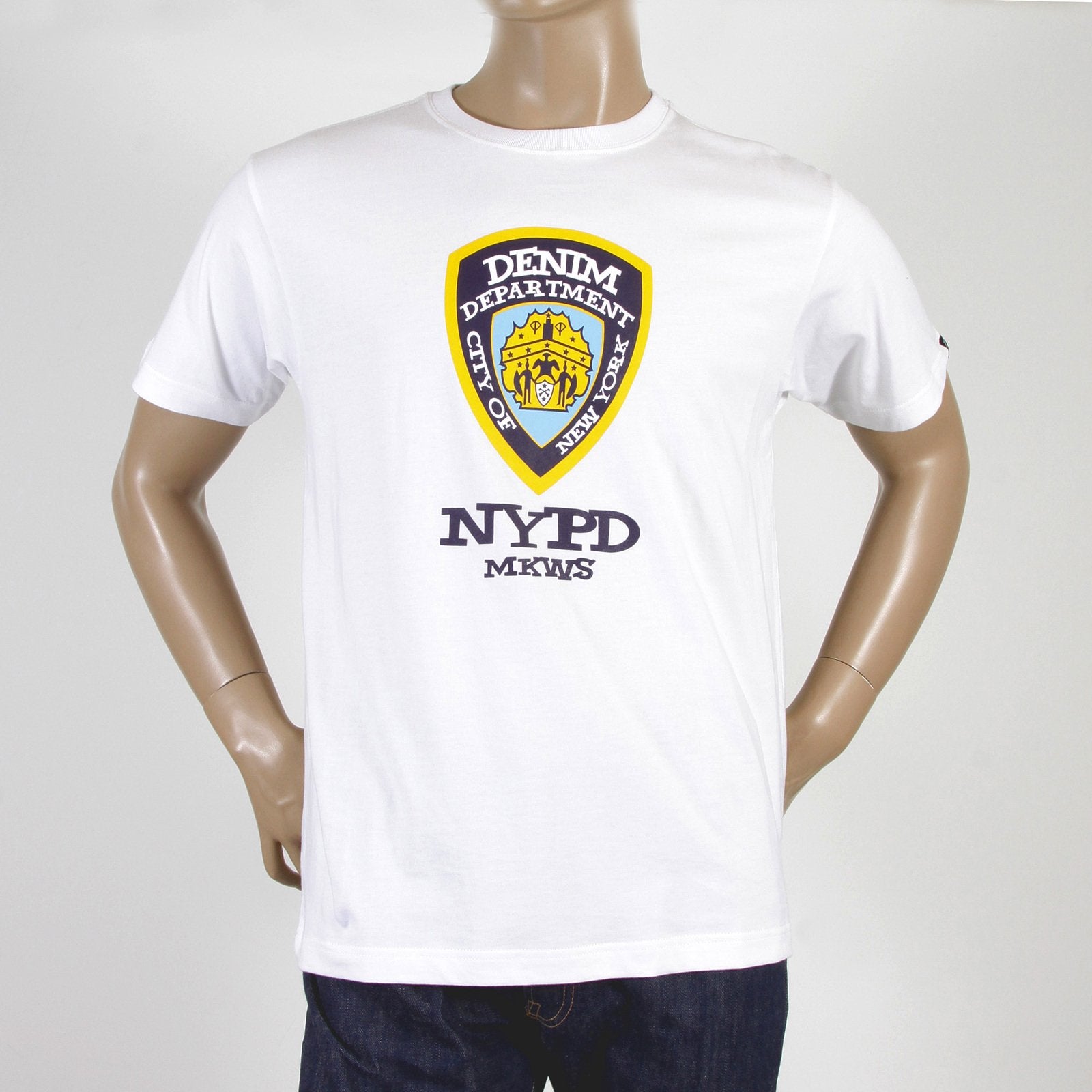 RMC MARTIN KSOHOH SHORT SLEEVE RQT11066 CREW NECK REGULAR FIT DENIM DEPARTMENT PRINTED T-SHIRT IN WHITE REDM0997