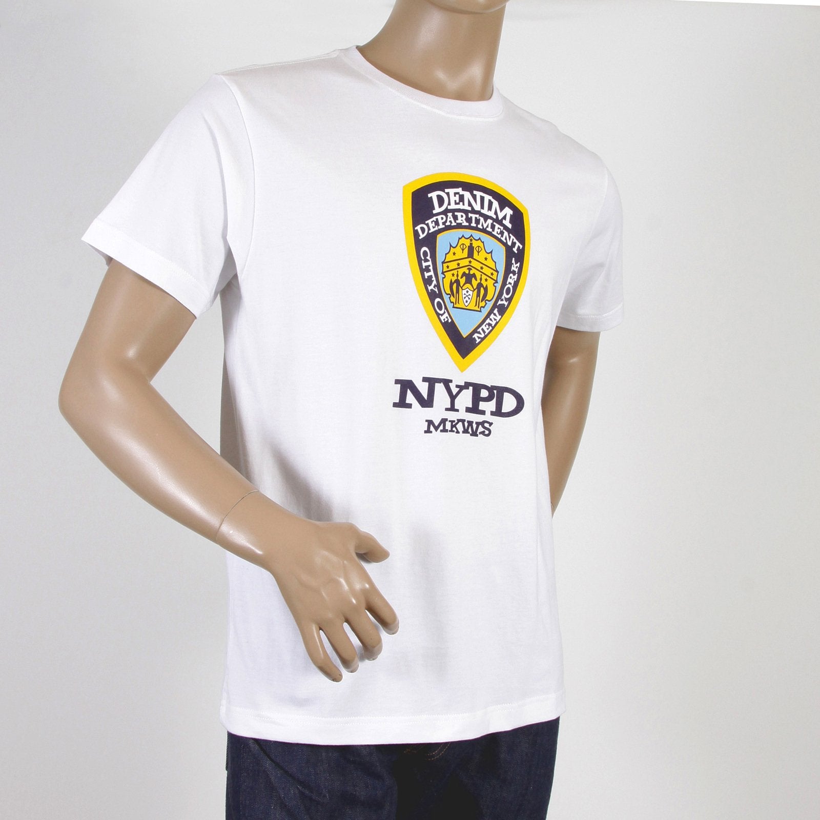 RMC MARTIN KSOHOH SHORT SLEEVE RQT11066 CREW NECK REGULAR FIT DENIM DEPARTMENT PRINTED T-SHIRT IN WHITE REDM0997