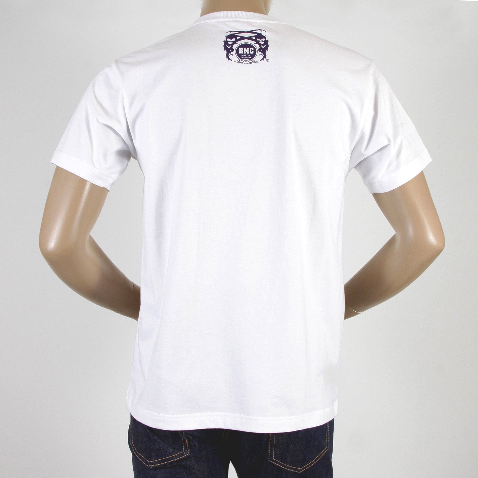RMC MARTIN KSOHOH SHORT SLEEVE RQT11066 CREW NECK REGULAR FIT DENIM DEPARTMENT PRINTED T-SHIRT IN WHITE REDM0997