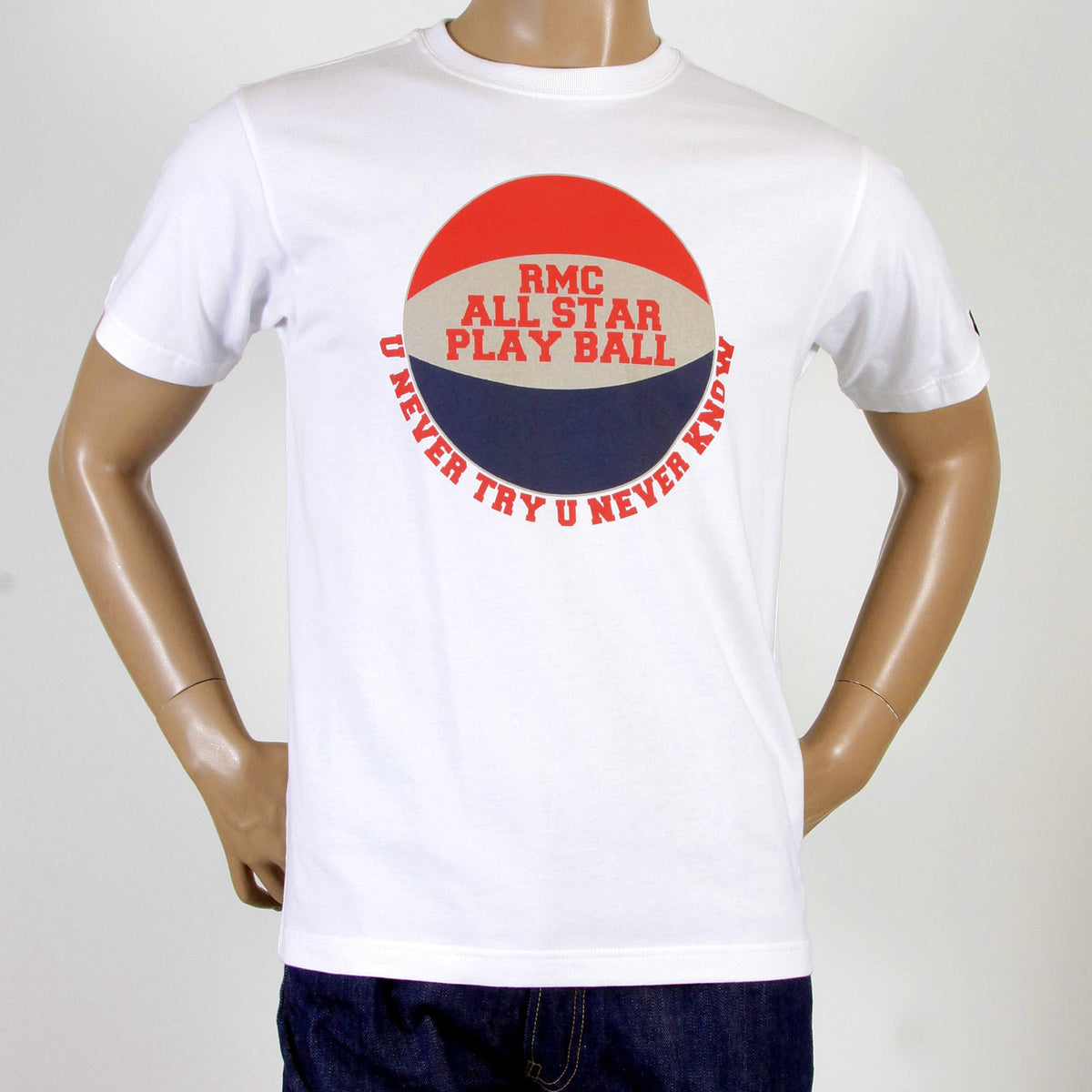 RMC MARTIN KSOHOH RQT1077 WHITE REGULAR FIT SHORT SLEEVE CREW NECK BASKETBALL PRINTED T-SHIRT FOR MEN REDM0972