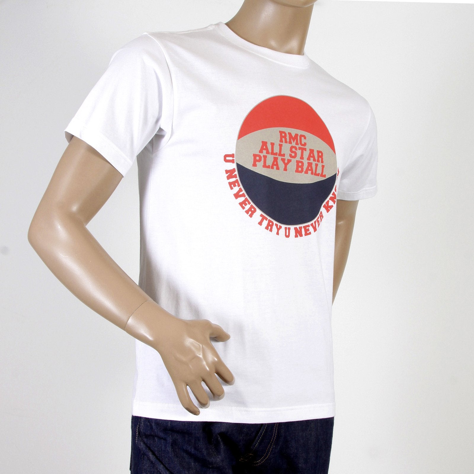 RMC MARTIN KSOHOH RQT1077 WHITE REGULAR FIT SHORT SLEEVE CREW NECK BASKETBALL PRINTED T-SHIRT FOR MEN REDM0972